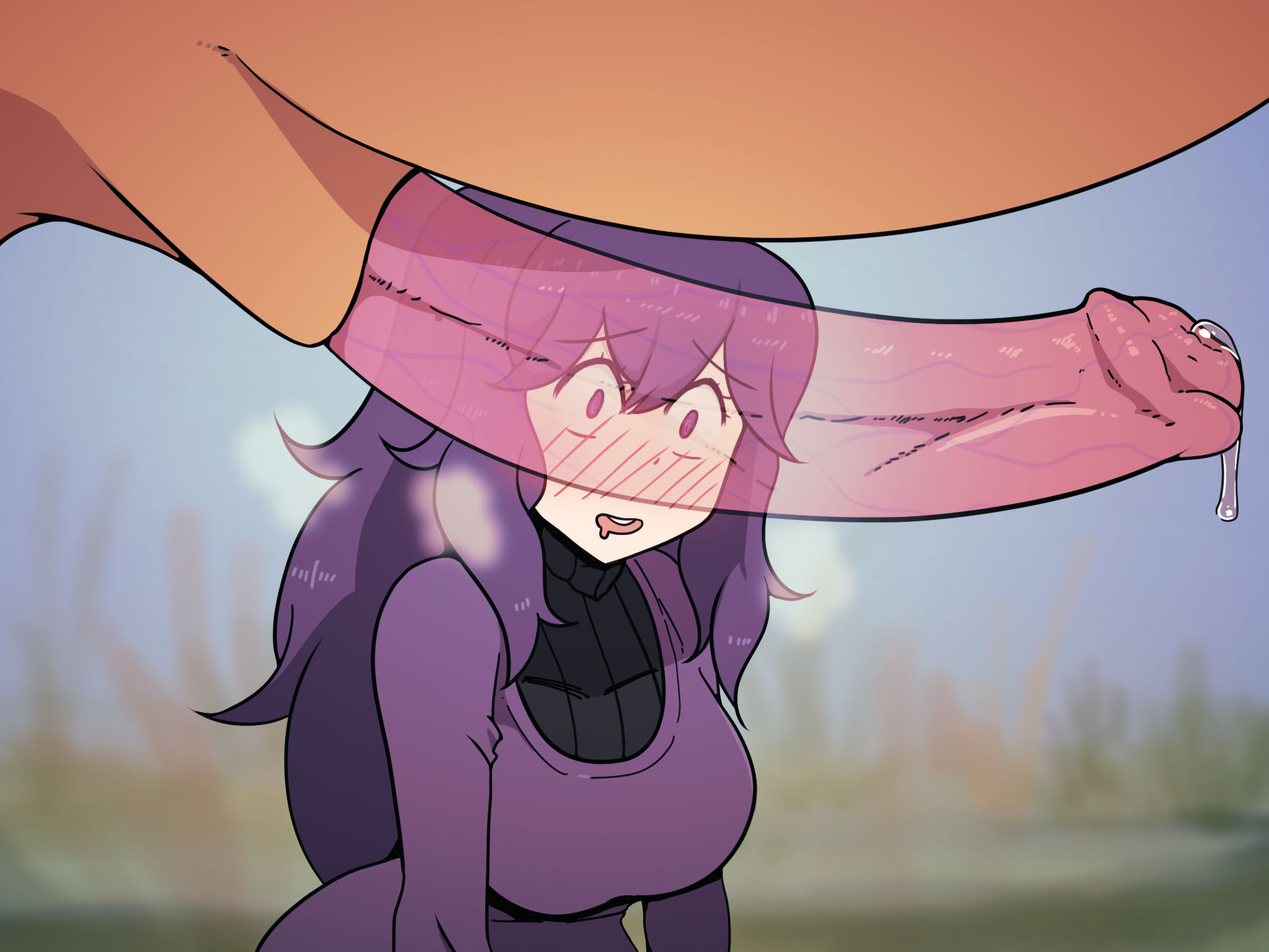 1boy, 1girls, animal genitalia, animal penis, big penis, blush, bovid, bovine, brown fur, bull, drooling, erection, female, female on feral, feral, feral on female, feral on human, heavy breathing, hex maniac, horse, horsecock, huge cock, human, human female, human on feral, imminent bestiality, imminent lactation, interspecies, is this gonna help me produce moomoo milk? (meme), large penis, light skin, light-skinned female, long hair, looking at penis, male, male pokemon/female human, naughty face, nintendo, pale skin, pale-skinned female, penis, penis awe, pokemon, pokemon (species), pokemon rgby, pokemon xy, pokephilia, precum, purple eyes, purple hair, surprised, tauros, wolfgang bang, year request, zoophilia