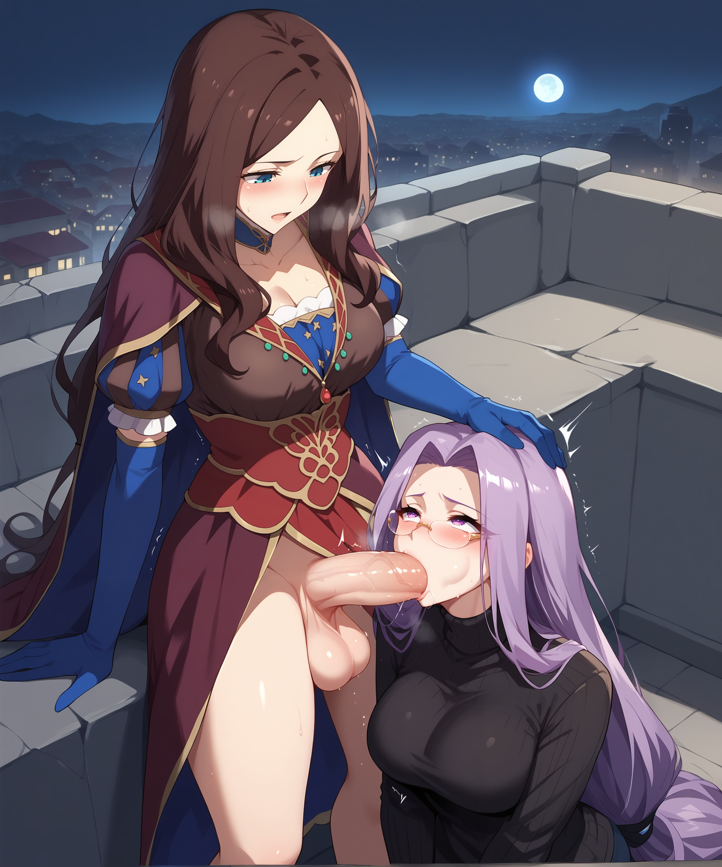 ai generated, fate (series), female, futa on female, futanari, intersex, leonardo da vinci (fate/grand order), light-skinned female, light-skinned futa, medusa (fate), wanila