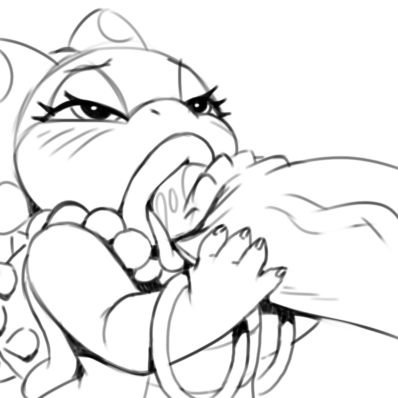 1:1, 1boy, 1girls, anthro, bedroom eyes, bimbo, blowjob, blush, bow, bracelet, cock worship, duo, fellatio, female, hand on penis, huge cock, jewelry, koopa, koopaling, lips, male, mario (series), monochrome, narrowed eyes, necklace, nintendo, oral, penile, penis, scalie, seductive, sex, shell, spiked shell, spikes, thick lips, tongue, video games, wendy o. koopa, xylas