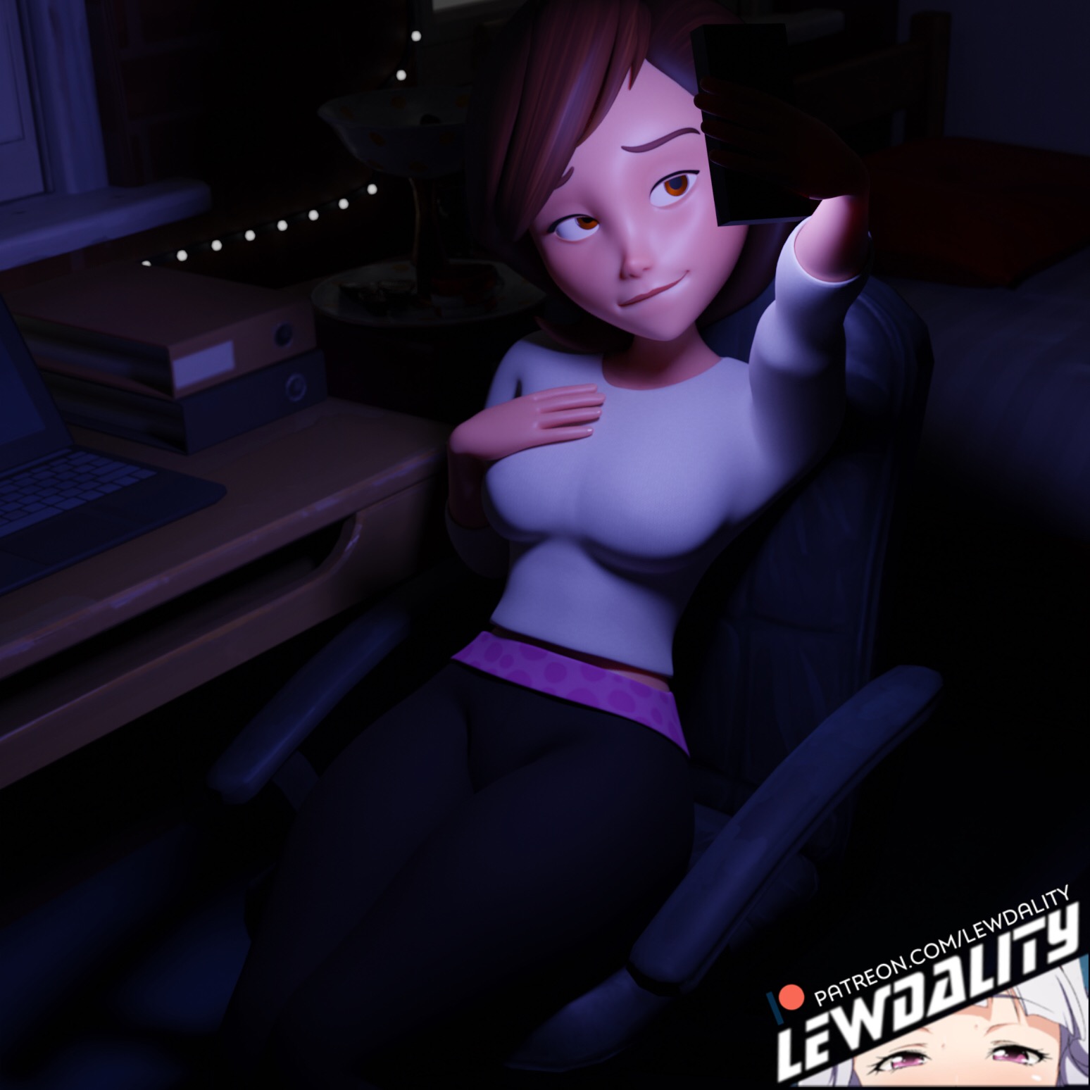 1girls, 3d, ass, big ass, big breasts, big butt, breasts, brown hair, cleavage, clothing, curvy, disney, female, female only, helen parr, highres, hips, huge ass, huge breasts, large ass, lewdality, mature, mature female, milf, mother, pixar, selfie, smooth skin, solo, solo female, the incredibles, thick thighs, thighs