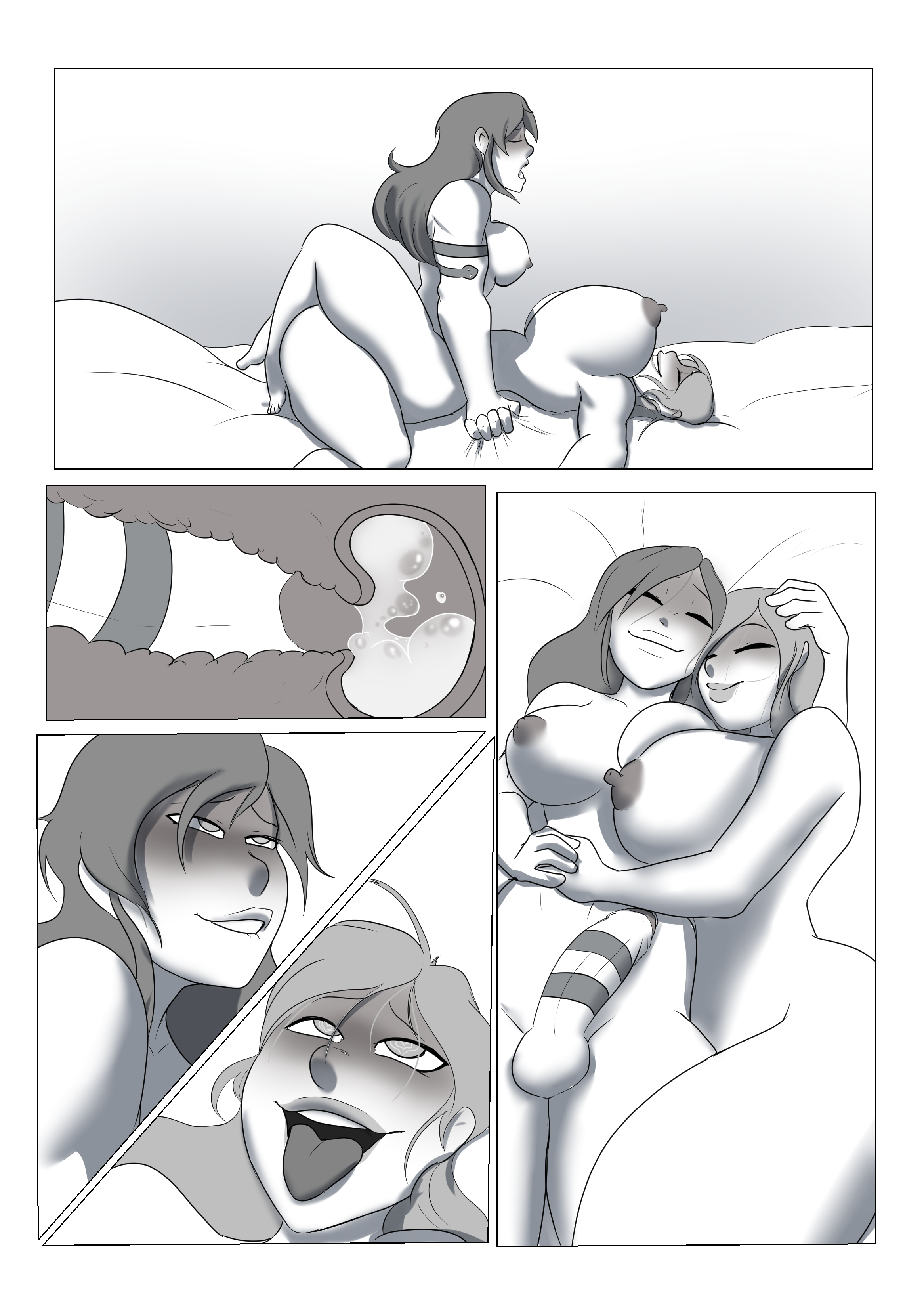 1futa, 1girls, abs, after sex, aftermath, ahe gao, areolae, athorment oc, balisk oc, balls, big breasts, blush, bouncing breasts, breasts, celestina (balisk), cervix, comic, cum, cum in pussy, cum in uterus, cum inside, dickgirl, ejaculation, erection, female, futa on female, futa with female, futanari, gabriela (athorment), heart-shaped pupils, huge breasts, intersex, kissing, laying down, laying on bed, long hair, missionary, missionary position, monochrome, n-ronin, nipples, penetration, penis, penis tattoo, pleasure face, potion, pussy, pussy juice, sex, tattoo, tongue, tongue out, unprotected sex, uterus, vaginal penetration, vaginal sex
