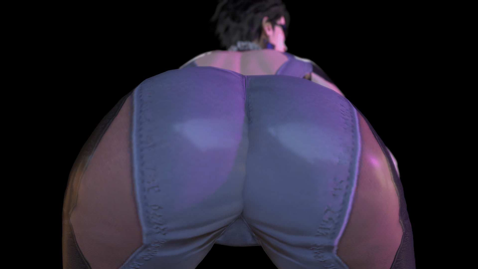 1girls, 3d, 3d (artwork), animated, animated gif, ass, ass focus, ass shake, bayonetta, bayonetta (character), bayonetta 2, big ass, black hair, bubble ass, bubble butt, earrings, female, female only, gif, hands on knees, huge ass, kishi, large ass, short hair, solo, thick ass, thick thighs, tight clothing, twerking, voluptuous
