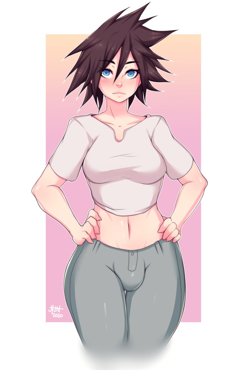 5-ish bulge clothed disney fiveish futanari intersex kingdom_hearts sora sora_(kingdom_hearts) square_enix tagme