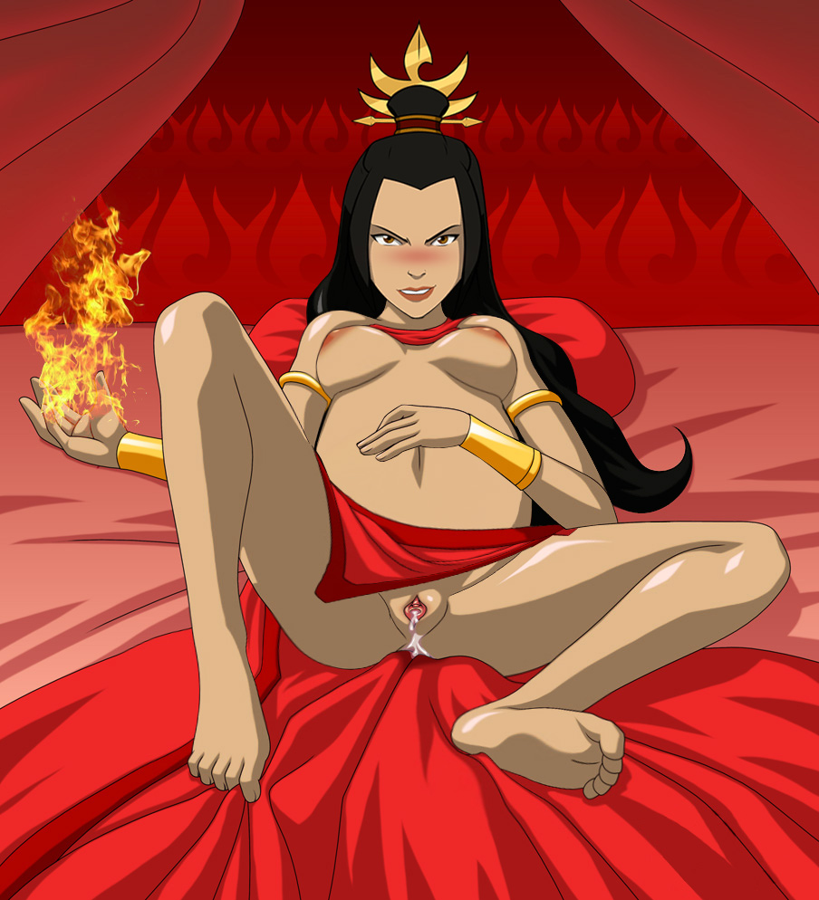 avatar the last airbender, azula, belly, big belly, blush, breasts, clitoris, clothing, cum, cum in pussy, edit, female, fire nation, hand on belly, lips, lipstick, medium breasts, nickelodeon, nipples, pregnant, pussy, red lips, red lipstick, skirt