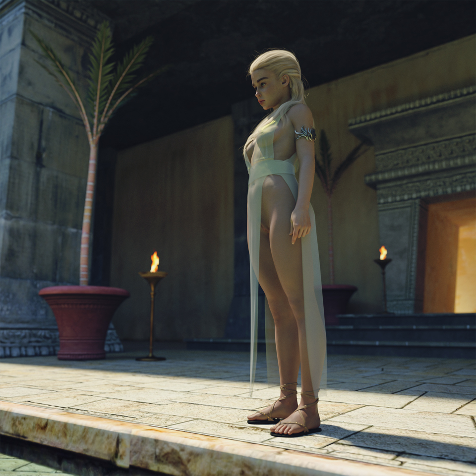 1girls, 3d, breasts, cersei lannister, cleavage, daenerys targaryen, emilia clarke, female, game of thrones, picaspen, pussy, see-through clothing, starkers