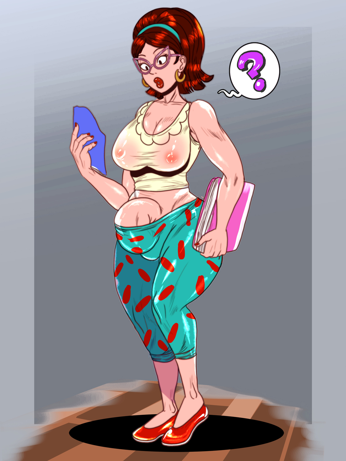 1futa, areolae, big breasts, breasts, bulge, dickgirl, flo spinelli, futanari, intersex, large breasts, nipples, penis, recess, solo, solo futa, thick thighs, vogol, wide hips