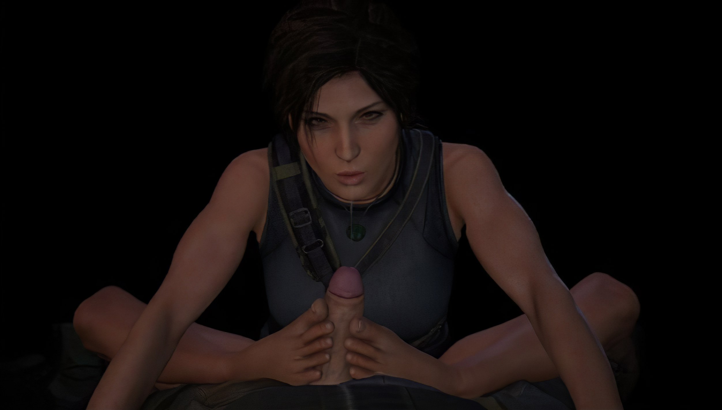 3d, feet, female, footjob, lara croft, lara croft (survivor), large penis, light skin, light-skinned male, male, oral, partial male, penis, saliva, saliva string, saliva trail, the vice art, tomb raider, tomb raider (survivor)
