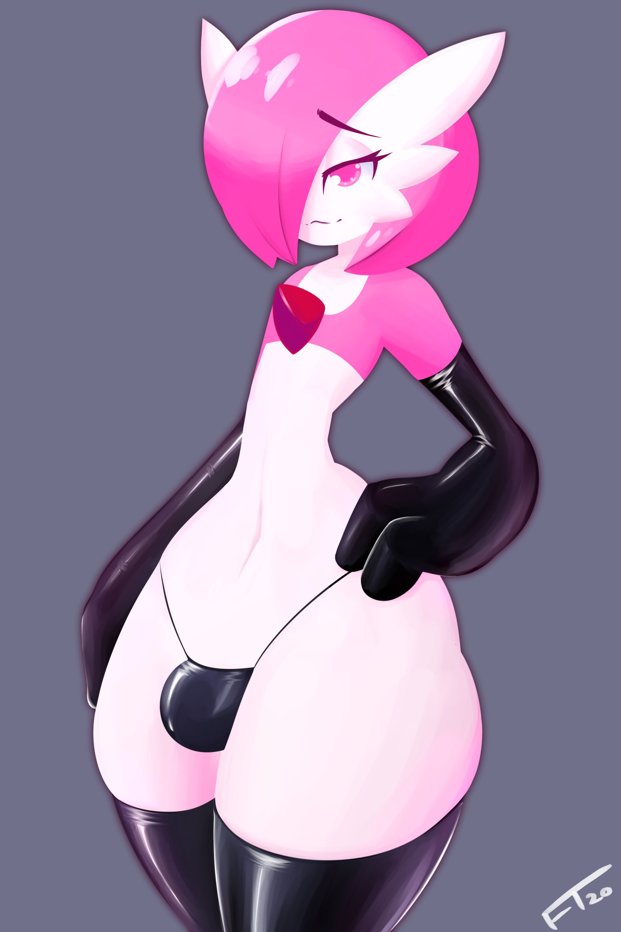 :3, 1boy, 2020, anthro, anthrofied, ass, balls, balls bulge, balls in panties, balls under clothes, black thighhighs, black thong, bottom heavy, bulge, crossdressing, dated, elbow gloves, femboy, flaccid, flat chest, frowntown, gardevoir, girly, gloves, half-closed eyes, huge ass, huge thighs, humanoid, kevinsano, latex, latex gloves, male, male gardevoir, male only, nintendo, panties, panty bulge, penis, penis bulge, penis in panties, penis under clothes, pink (frowntown), pink eyes, pink skin, pokemon, pokemon (species), pokemon rse, short hair, sissy, skindentation, solo, thick thighs, thighhighs, thighs, thong, trap, white skin, wide hips
