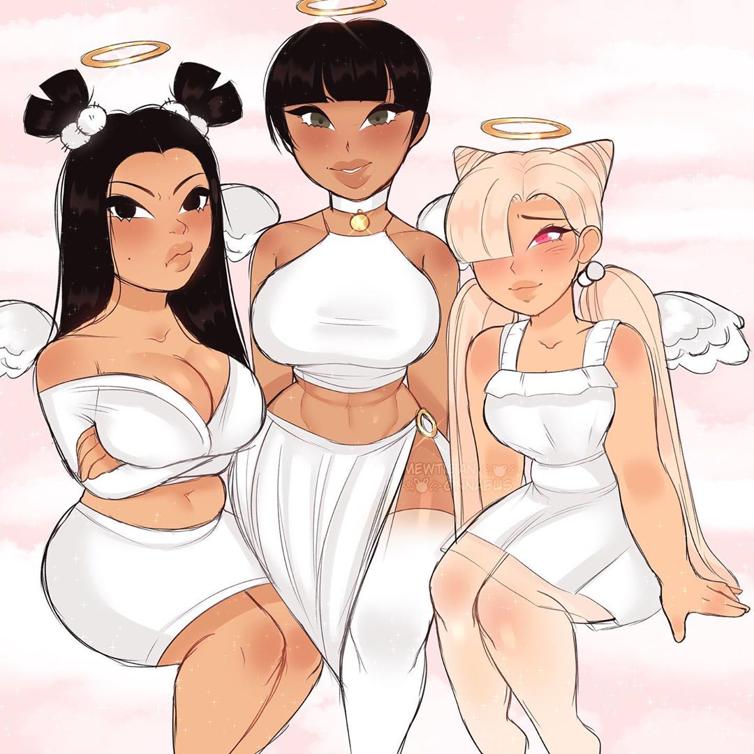 3girls, amour delacroix, black hair, breasts, cinnabus, cleavage, female, female only, kimiko maruyama, looking at viewer, multiple females, multiple girls, original, original character, original characters, vampire, yumi (cinnabus)