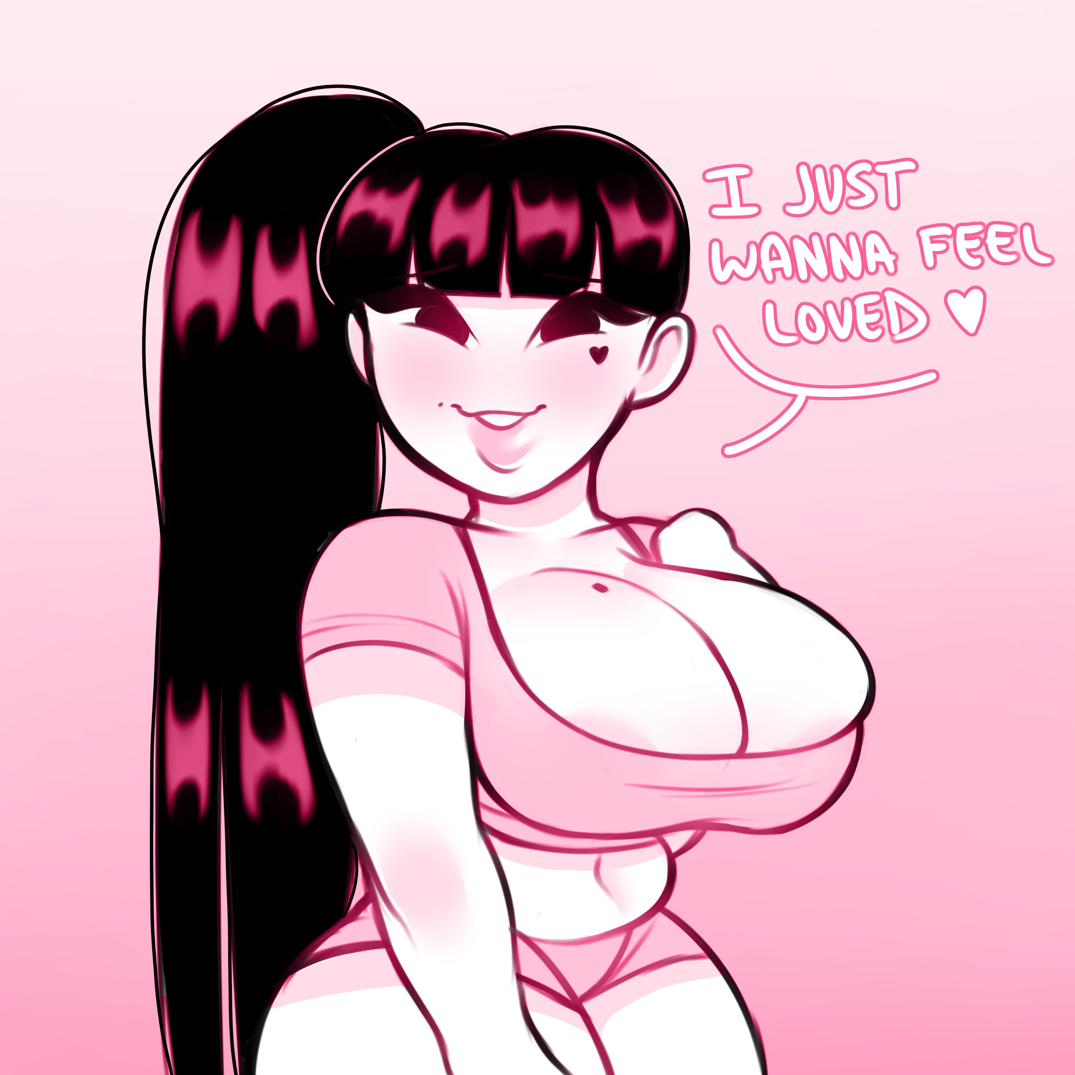 1girls, breasts, cinnabus, cleavage, female, large breasts, smile, solo, sona (cinnabus), tagme