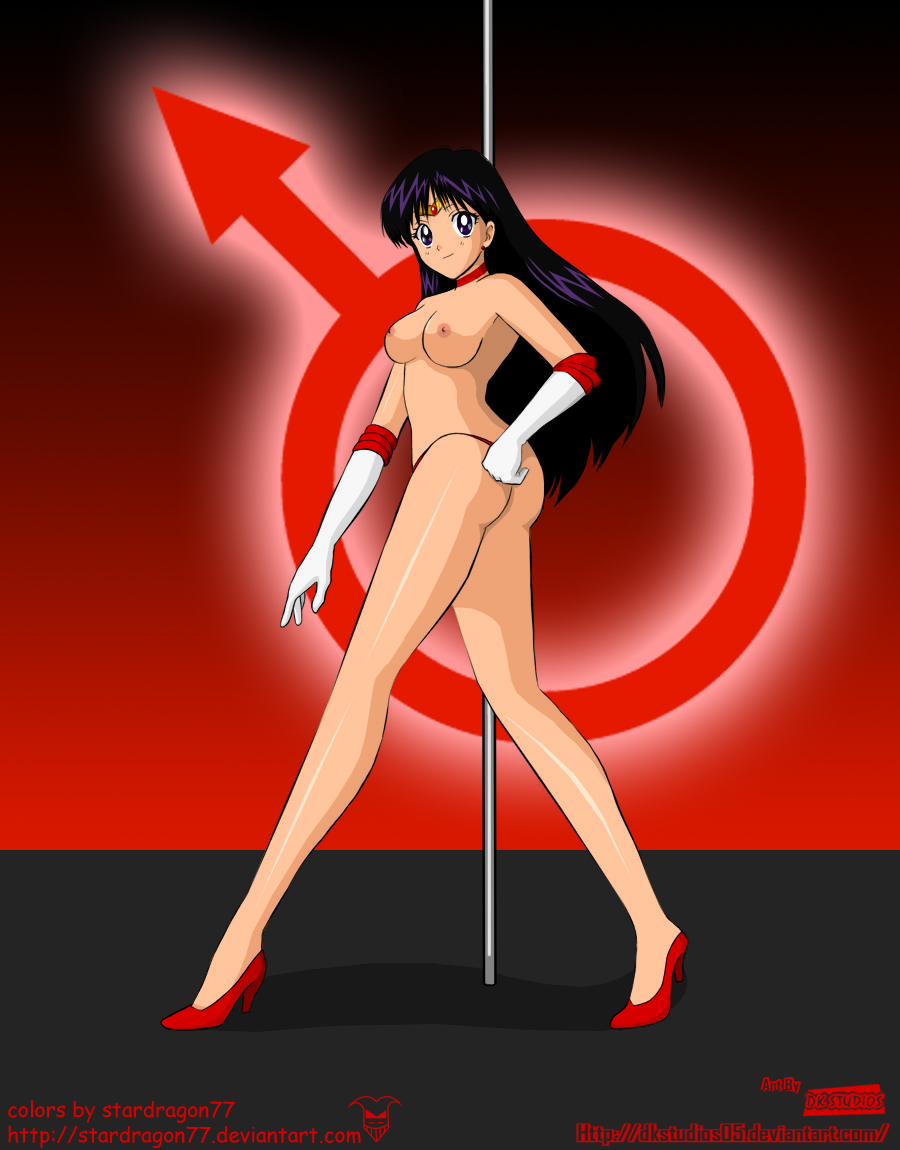 bishoujo_senshi_sailor_moon black_hair breasts color colored dk_studios female female_only hair human long_hair nipples panties pole rei_hino sailor_mars side_view small_breasts solo standing stardragon77 stripper_pole tagme topless