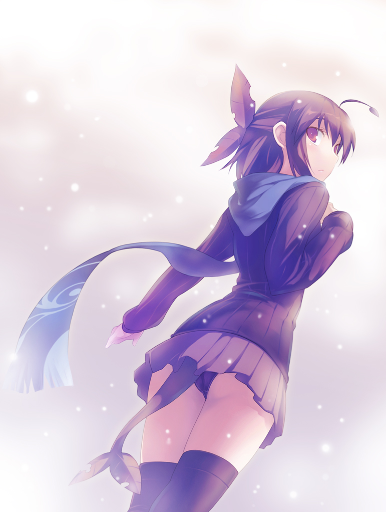 monster_girl nanakusa original panties pantyshot scarf tail thighhighs underwear upskirt