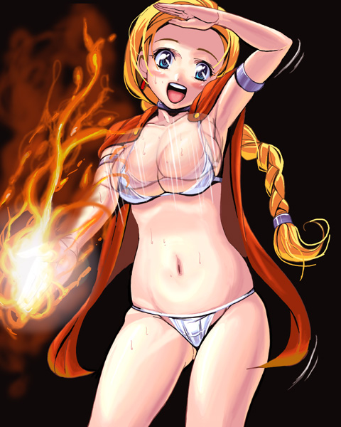 bianca_whitaker bikini blonde_hair blue_eyes blush bouncing_breasts breasts dragon_quest dragon_quest_v female female_only human masao small_breasts solo swimsuit