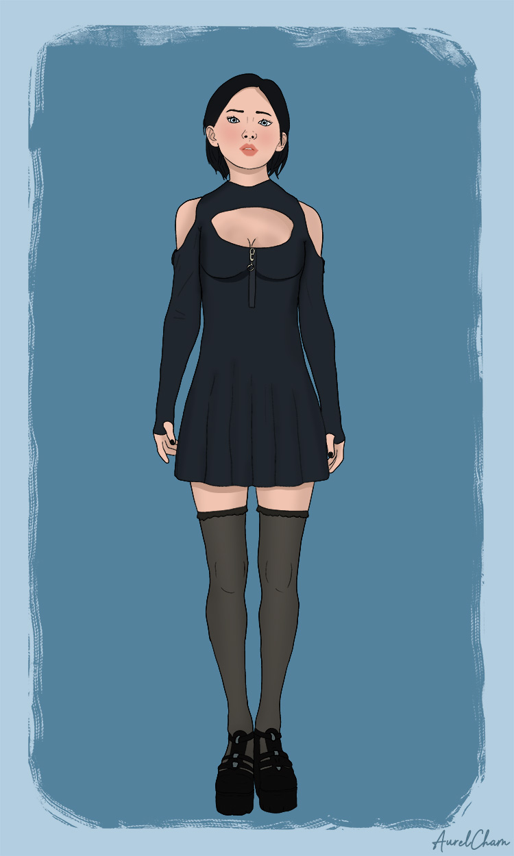 1girls aurel_cham black_outfit character_request female female_only full_body fully_clothed goth goth_girl non-nude original original_character outfit
