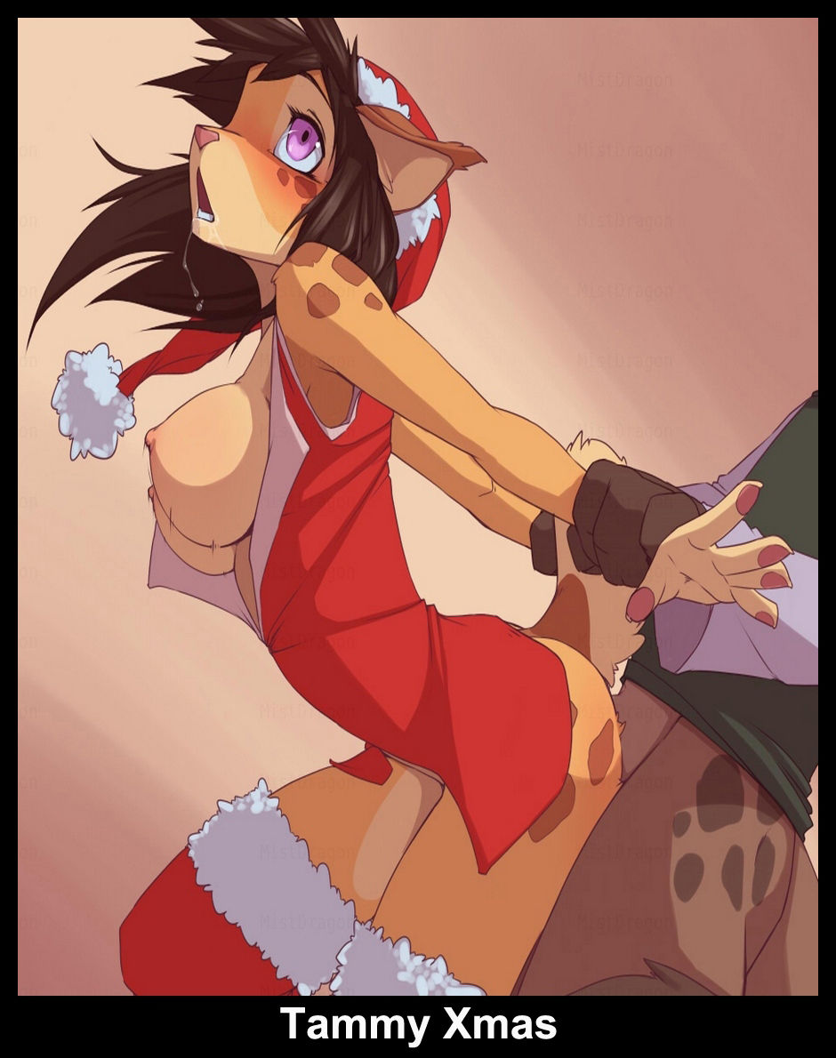 1girls brown_hair christmas clothed clothed_sex clothes comic furry male red_dress red_stockings santa_hat stockings tagme tammy_(wolfy-nail) tammy_xmas wolfy-nail