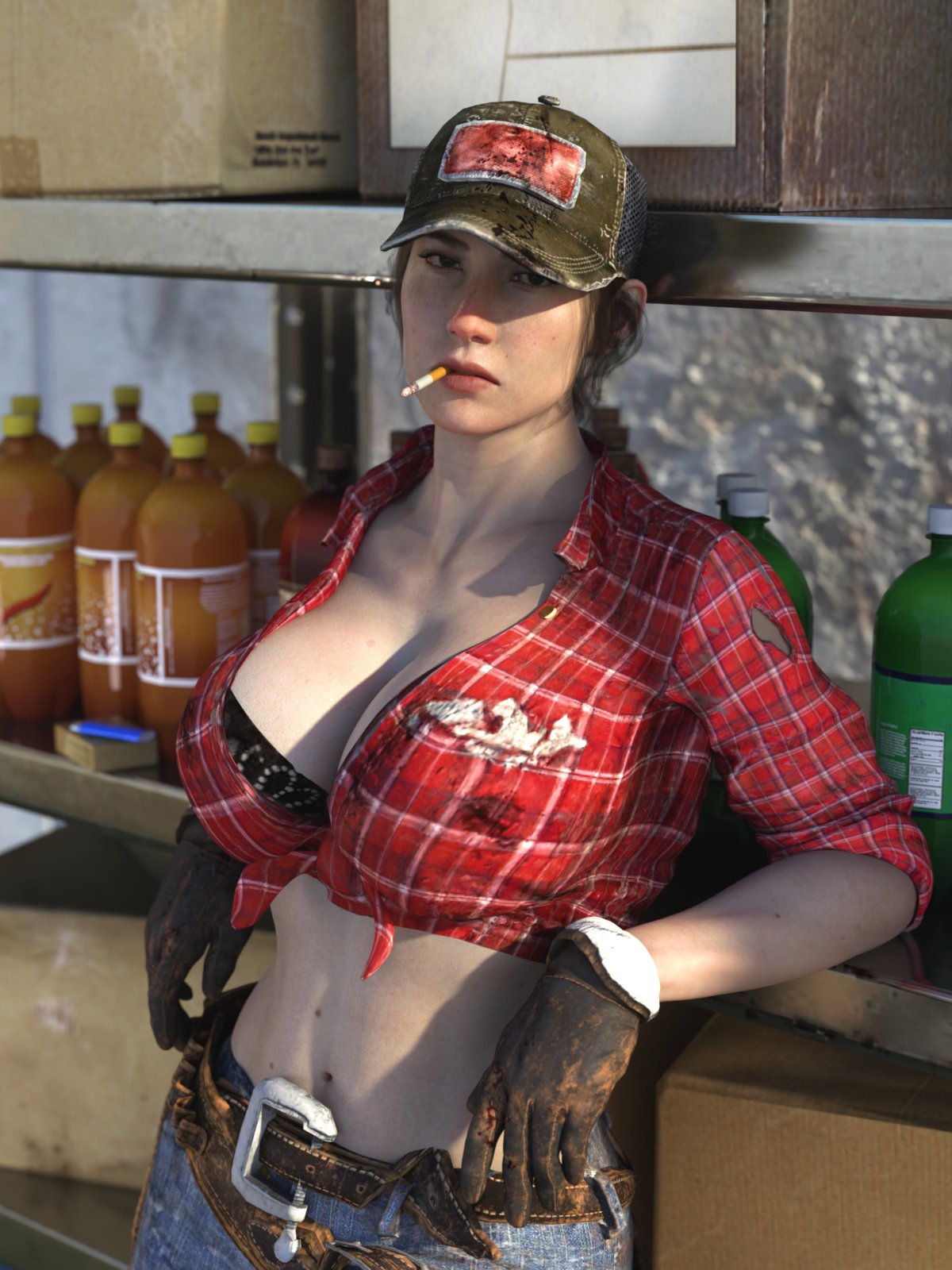 1girls 3d 3d_(artwork) 3d_model abigail_briarton big_breasts boobs breasts call_of_duty call_of_duty_black_ops_2 call_of_duty_zombies cap cleavage female female_focus female_only gloves hat misty_(cod-bops-2) skimpy_clothes smoking smoking_cigarette word2