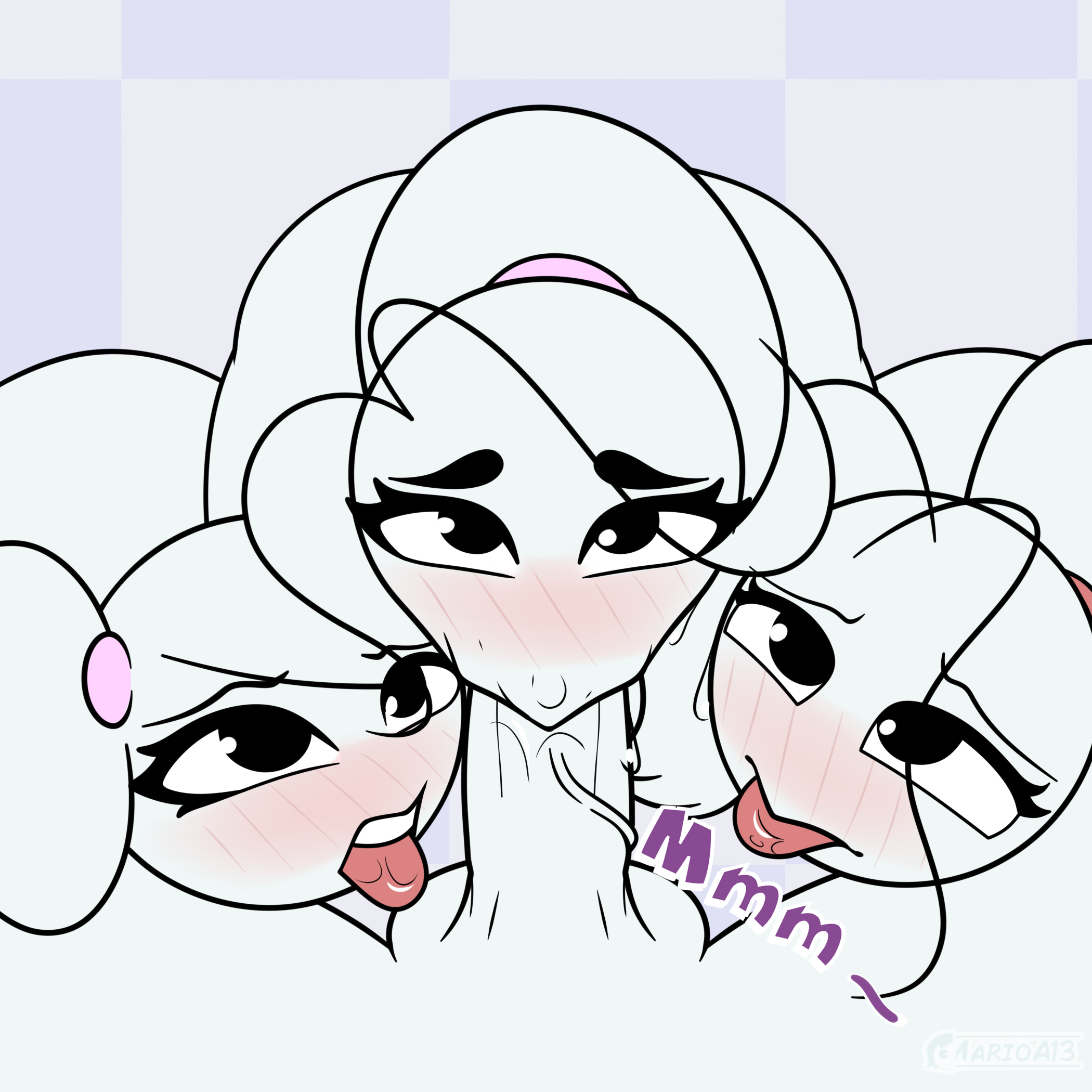 1boy, 3girls, blowjob, blush, carla, carla en la oficina, carla in the office, comic, comic page, comic panel, female, front view, karla, male, marioa13, stickman, stickwoman, tiktok, tongue, tongue out