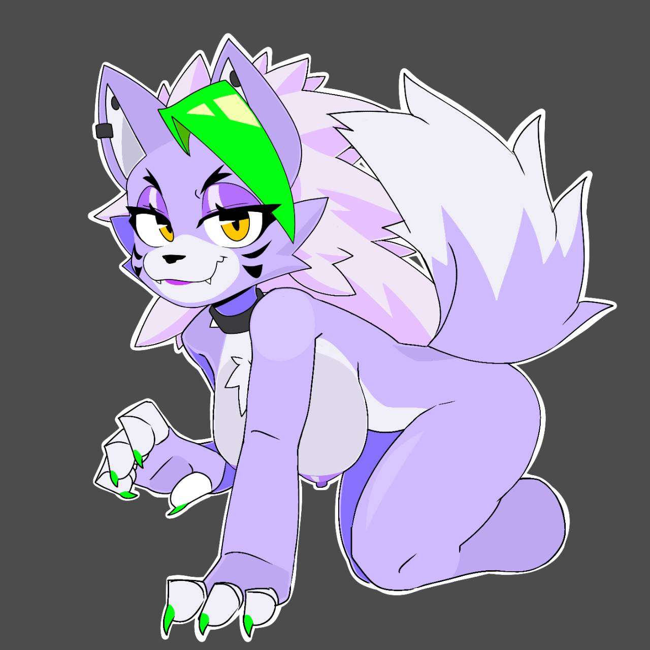 breasts, female, five nights at freddy's, fnaf, nude, nude female, roxanne wolf (fnaf), ryuuuk1, solo