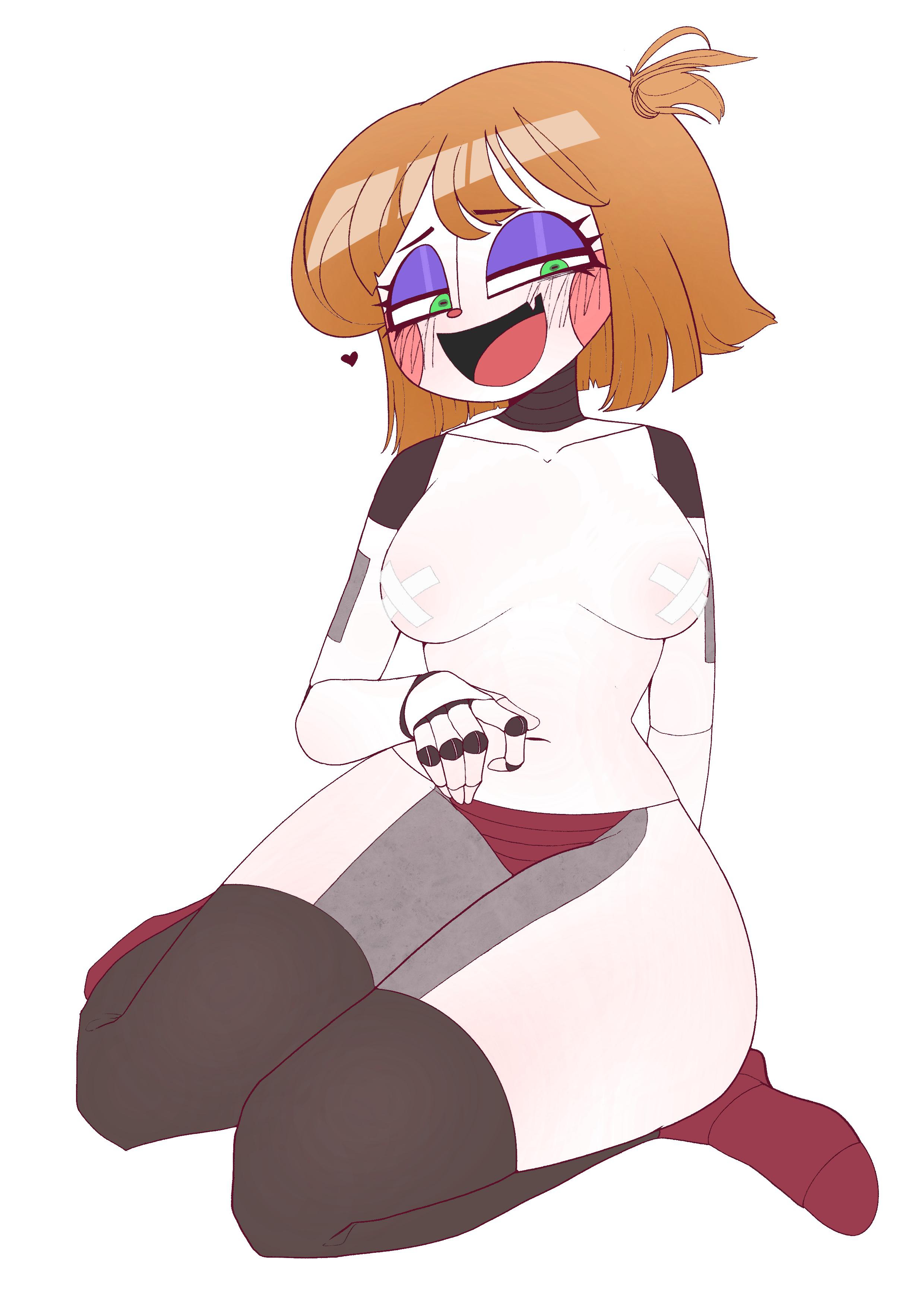 1girls, baby (fnafsl), blush, breasts, circus baby, circus baby (fnaf), covered nipples, female, female only, five nights at freddy's, five nights at freddy's: sister location, ginger, hss dada, realistic proportions, red socks, reddit, small breasts, socks, solo, stockings, tagme, thighs