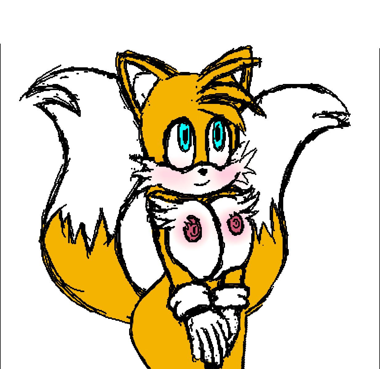 1girls big_ass big_breasts big_thighs blue_eyes blush blushing breasts colored cute edit edited female female_only fox genderswap gjoodt hands_together looking_at_viewer nipples nude nude_female pressing_breasts_together rule_63 sega sonic_(series) tails tailsko thighs yellow_fur young younger_female