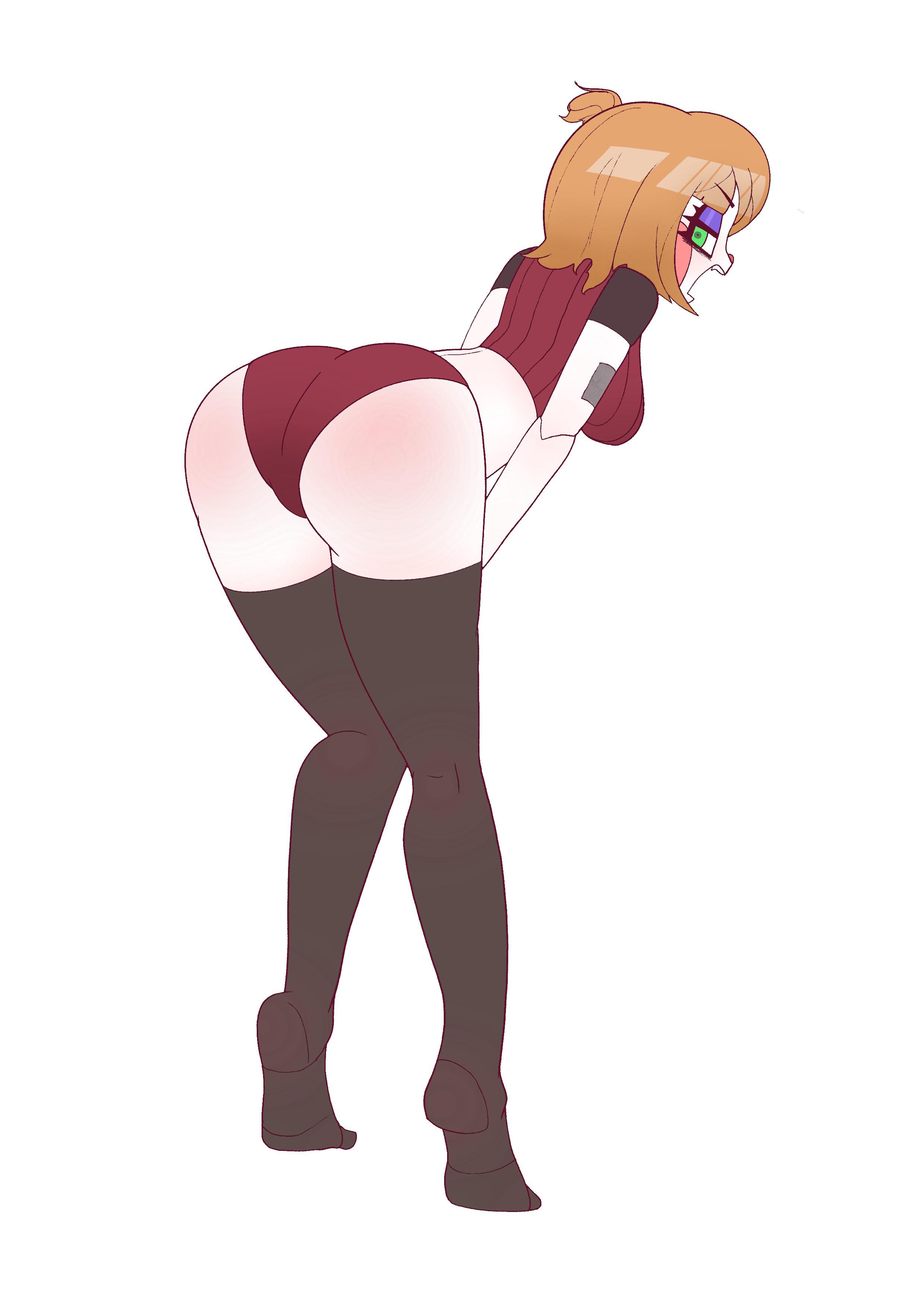 1girls, ass, baby (fnafsl), big ass, blush, bra, breasts, circus baby, circus baby (fnaf), female, female only, five nights at freddy's, five nights at freddy's: sister location, ginger, hss dada, panties, realistic proportions, red socks, reddit, small breasts, socks, solo, stockings, tagme, thighs