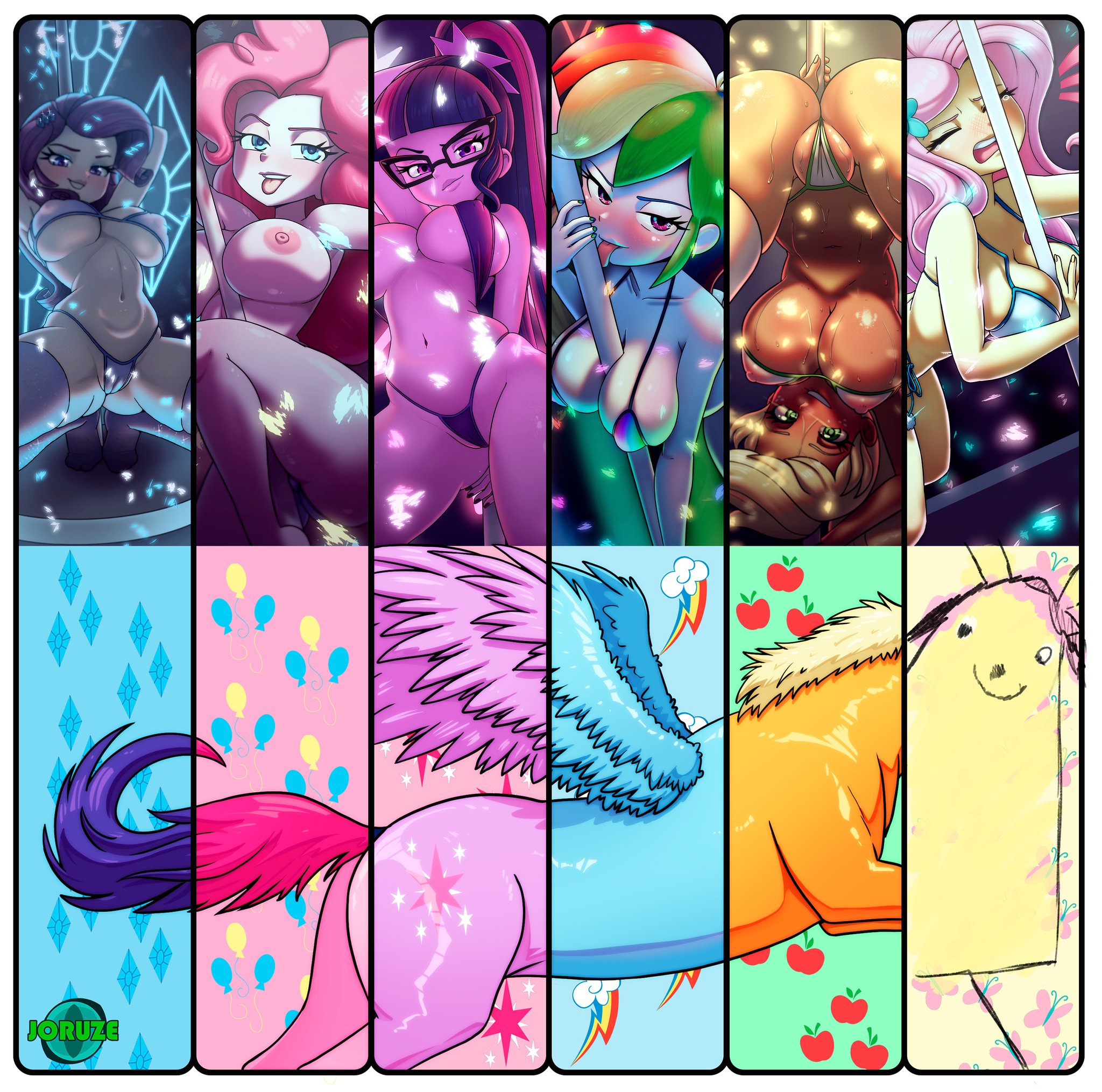 6girls, accident, applejack (eg), applejack (mlp), areolae, breasts, cameltoe, drawing, equestria girls, exotic dancer, female, fluttershy (eg), fluttershy (mlp), friendship is magic, funny, happy, happy female, hasbro, huge breasts, humor, joruze, large breasts, meme, multiple females, multiple girls, my little pony, nipples, pinkie pie (eg), pinkie pie (mlp), pole dancing, rainbow dash (eg), rainbow dash (mlp), rarity (eg), rarity (mlp), sci-twi, sexy, sketch, stripper, stripper pole, twilight sparkle (mlp), twitter username, underboob