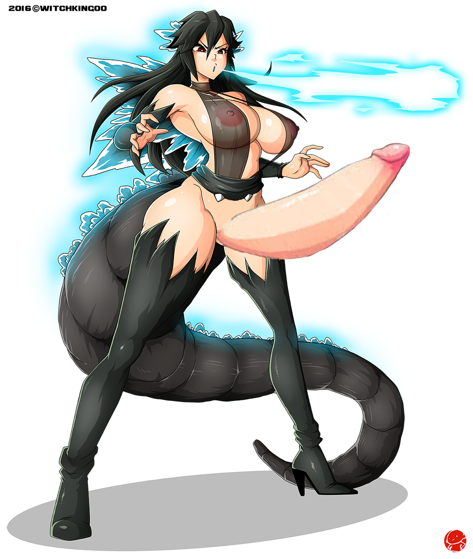 1futa big_ass big_breasts black_dress black_hair black_legwear black_tail dinosaur edit fire futa_only futa_sans_balls futanari godzilla godzilla_(series) kaiju_girls_(webcomic) long_hair long_penis monster monster_girl nipples_visible_through_clothing red_eyes scales shitty_edit solo_futa spiked_tail spikes tail thick_penis third-party_edit toho_(film_company) transparent_clothing white_skin witchking00