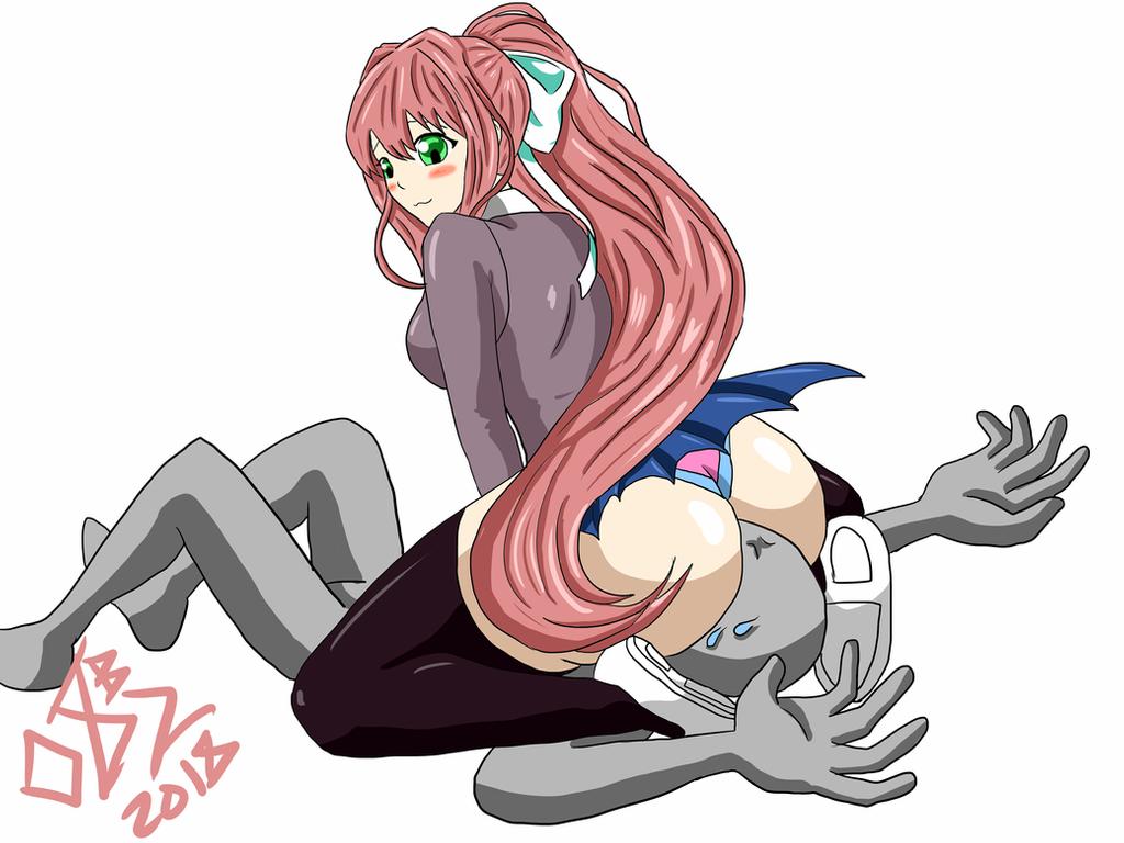 :3, 08b2, 1boy, 1girls, anon, ass, black socks, black thighhighs, blue panties, blue skirt, breasts, brown hair, doki doki literature club, dominant female, domination, facesitting, female, femdom, green eyes, hair ribbon, heart panties, huge ass, kneesocks, long hair, male, monika (doki doki literature club), panties, ponytail, school uniform, schoolgirl, self insert, sideboob, sitting, sitting on face, sitting on person, skirt, skirt lift, smug, socks, thick thighs, thighhighs, thighs, tied hair, white ribbon, white shoes