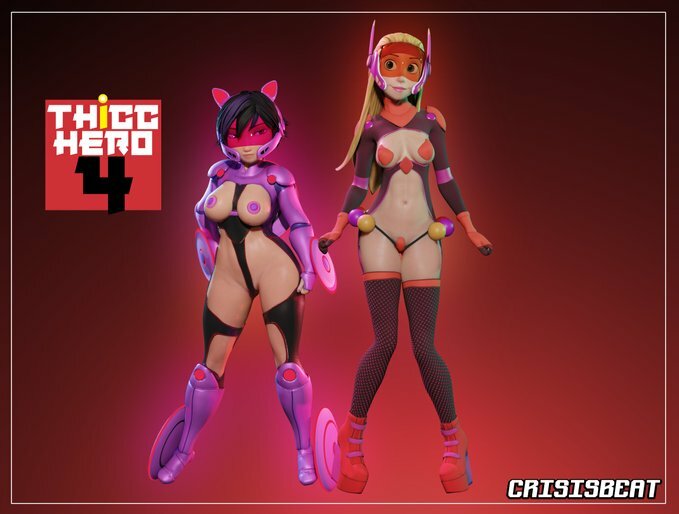 2girls, 3d, 3d (artwork), big hero 6, black hair, blonde hair, breasts, breasts out, crisisbeat, disney, exposed breasts, female, gogo tomago, honey lemon, lingerie, marvel, marvel comics, nipples, pasties, thicc hero 4
