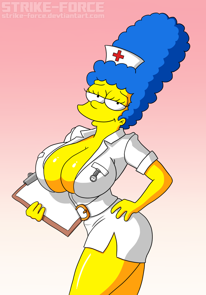 1girls alternate_breast_size ass big_breasts blue_hair breasts bust busty cleavage clipboard clothing curvaceous curves curvy curvy_body curvy_female curvy_figure curvy_hips deviantart fanart female female_focus female_only hair hips hourglass_figure huge_breasts large_breasts legs long_hair looking_at_viewer lower_body marge_simpson milf nurse nurse_cap nurse_uniform seductive seductive_look seductive_smile skimpy skimpy_nurse smile smiling smiling_at_viewer solo strike-force the_simpsons thick thick_legs thick_thighs thighs upper_body wide_hips woman yellow_skin