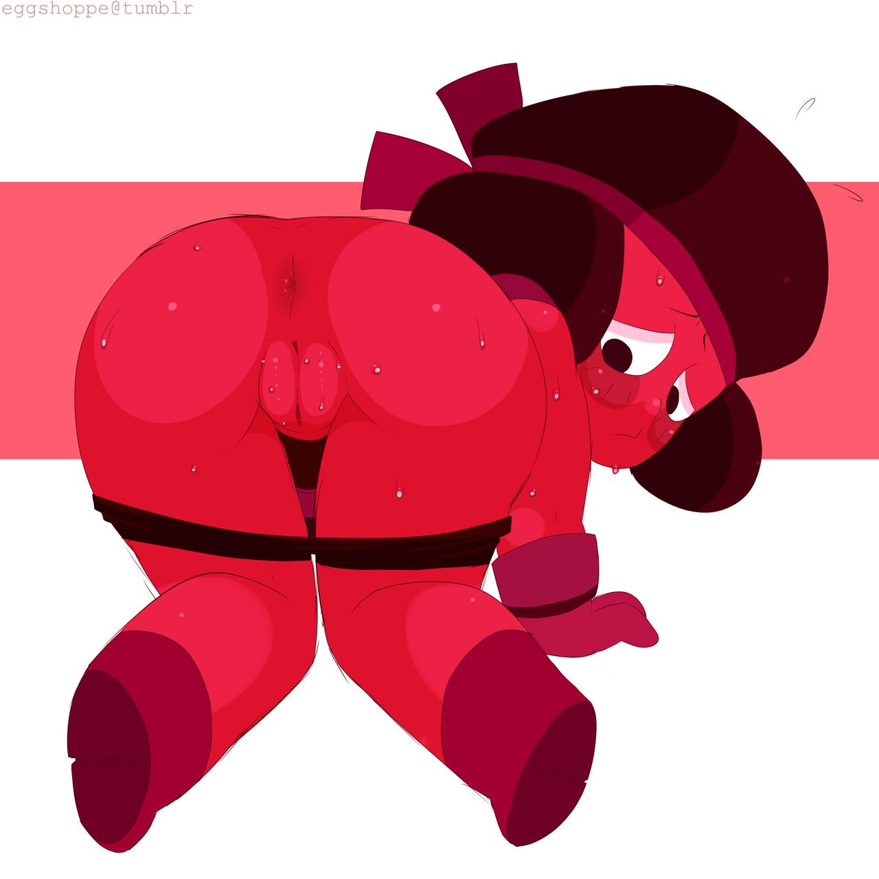 anus eggshoppe fat_mons on_knees pussy ruby_(gem_species) ruby_(steven_universe) steven_universe