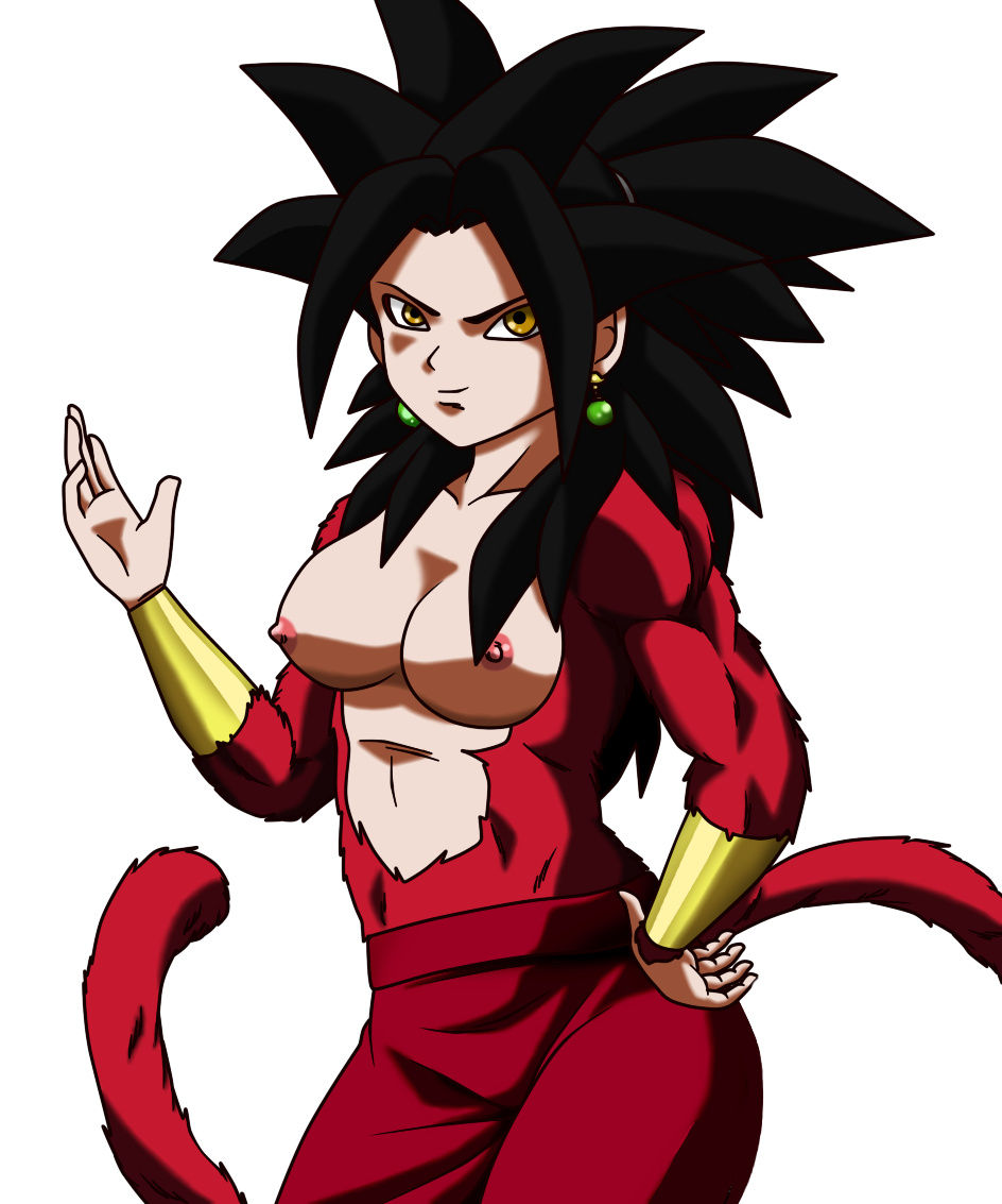 1girls black_hair breasts curvy dragon_ball dragon_ball_super earrings female female_focus female_only fur fusion gauntlets gold_bracelet humanoid kefla large_breasts light-skinned_female light_skin long_hair looking_at_viewer looking_pleasured mammal nipples potara_earrings red_fur red_penis saiyan saiyan_tail spiky_hair super_saiyan super_saiyan_4 tagme tail yellow_eyes