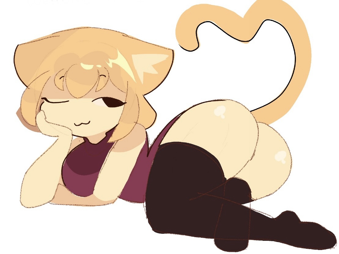 :3, ass, ass focus, cat ears, cat tail, catgirl, female, furry, furry female, heart shaped tail, seductive, seductive look, seductive smile, siwnow, thighhighs