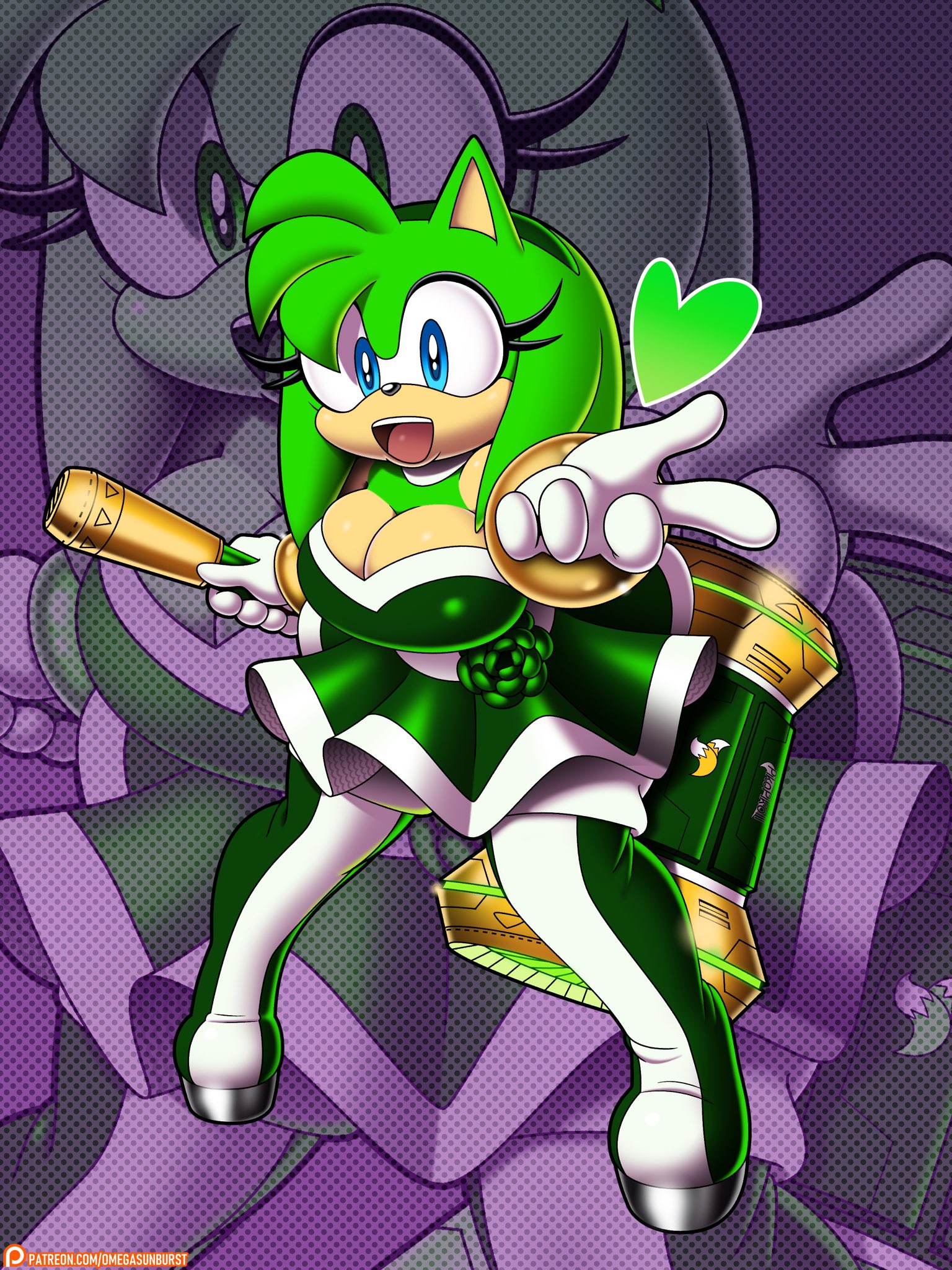 1girls, amy rose, big breasts, breasts, clothed, female, furry, green amy, large breasts, olympics, omegasunburst, sega, solo, solo female, sonic (series), sonic the hedgehog (series)