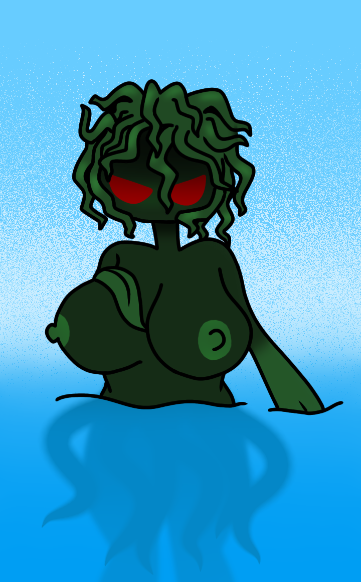 1girls angry breasts female hand_on_breast hidden_face kelp plant plant_girl plantie plants_vs_zombies red_eyes tangle_kelp_(pvz) underwater water