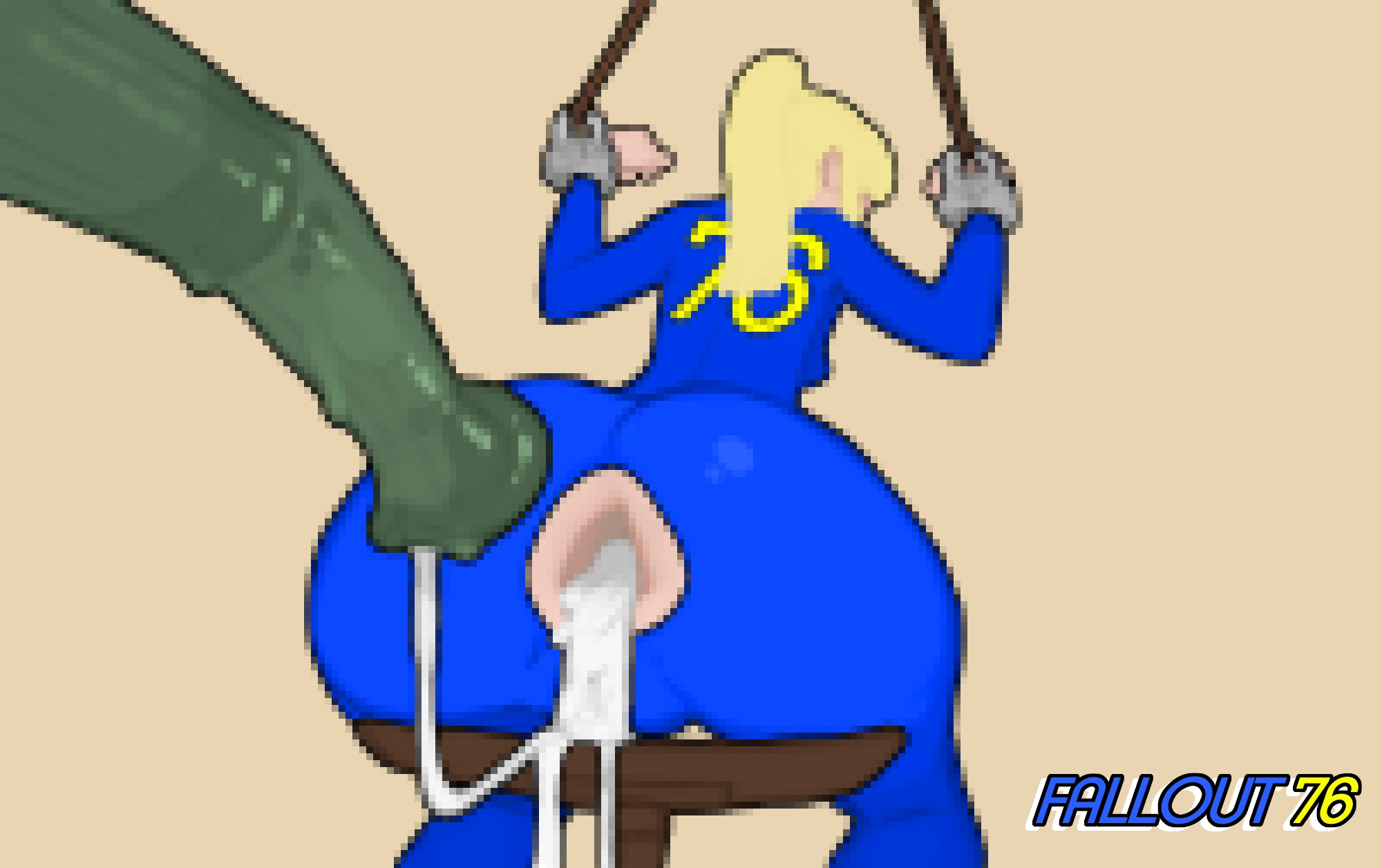 after anal, after sex, anal, anal sex, ass, clothing, cum, cum in ass, cum inside, fallout, fallout 76, horsecock, jumpsuit, male, mutant, no artist, no source, penis, tagme, uniform, vault suit, zoophilia