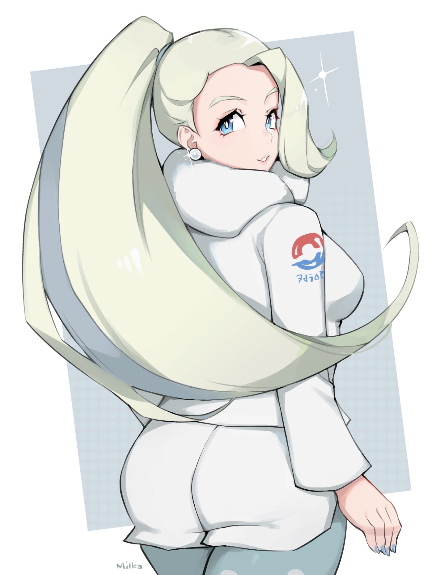 ass, big breasts, breasts, female, human, mature, mature female, melony (pokemon), milf, nintendo, pokemon, pokemon ss, ponytail, white hair, wife
