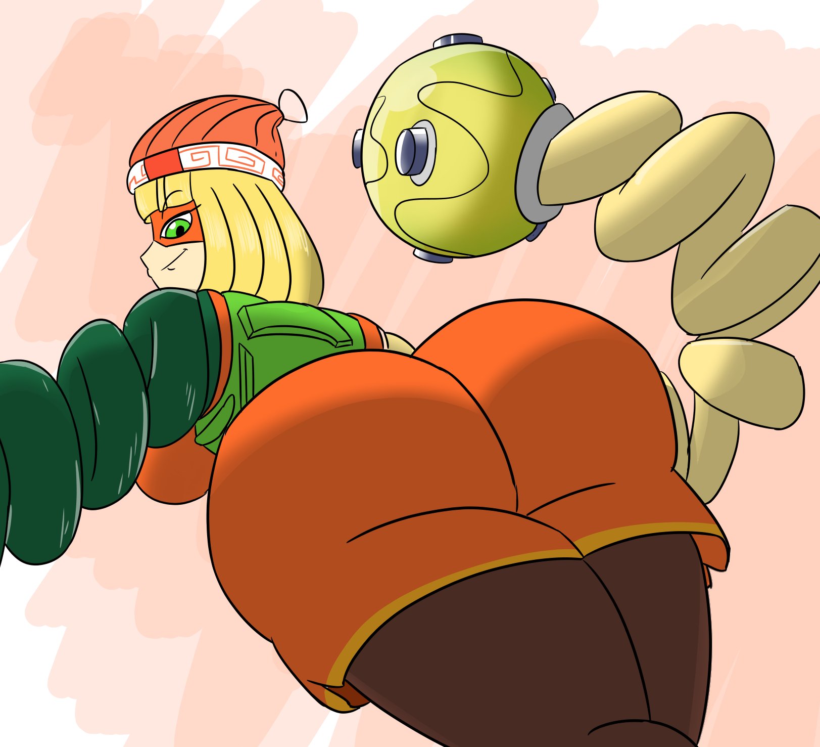 1girls, alternate ass size, alternate breast size, arms, arms (game), ass, ass focus, big ass, big butt, bimbo, blonde hair, breasts, bubble ass, bubble butt, curvy, female, female only, green eyes, huge ass, huge breasts, igphhangout, looking at viewer, looking back, mask, min min (arms), nintendo, pov, short hair, smug, solo, solo female, teenager, thick ass, thick thighs
