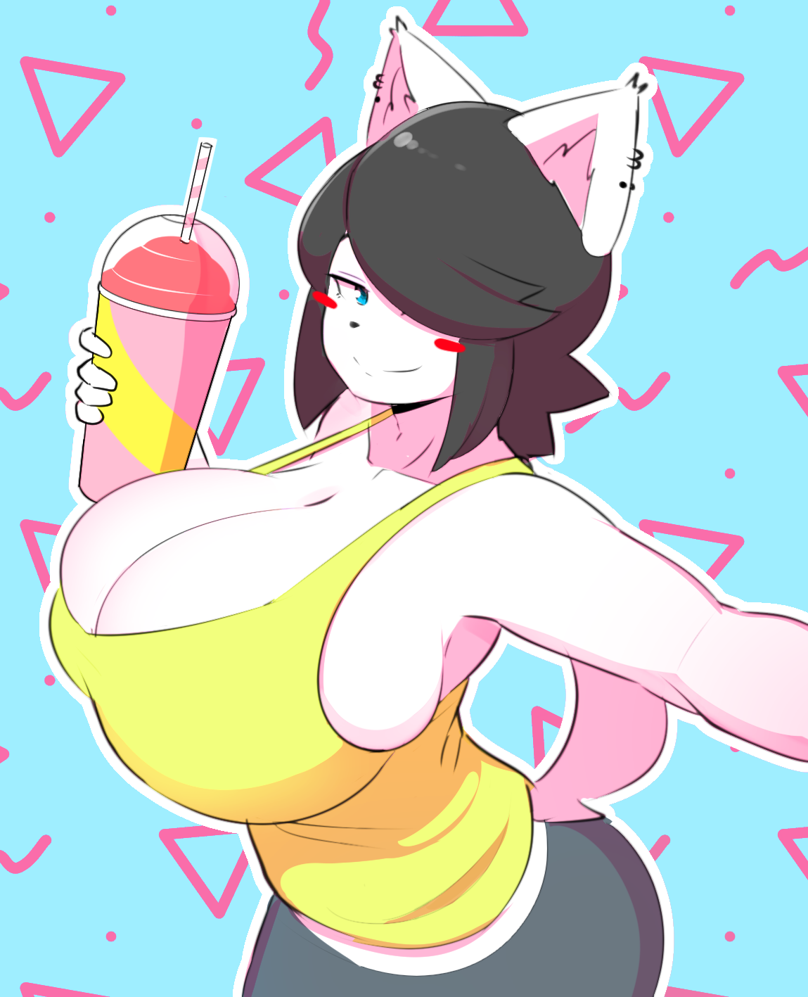anthro, breasts, female, large breasts, maggie applebee, tagme, theycallhimcake, top view, yellow tank top