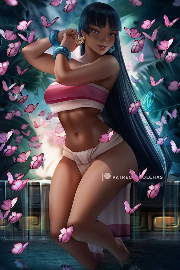 1girls, breasts, chel, dark skin, dark-skinned female, female, female only, looking at viewer, olchas, pinup, solo, the road to el dorado