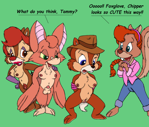 bondage chip chip_'n_dale_rescue_rangers dale disney foxglove genderswap_(mtf) male_to_female morgan_kohl nipples rule_63 tammy_squirrel