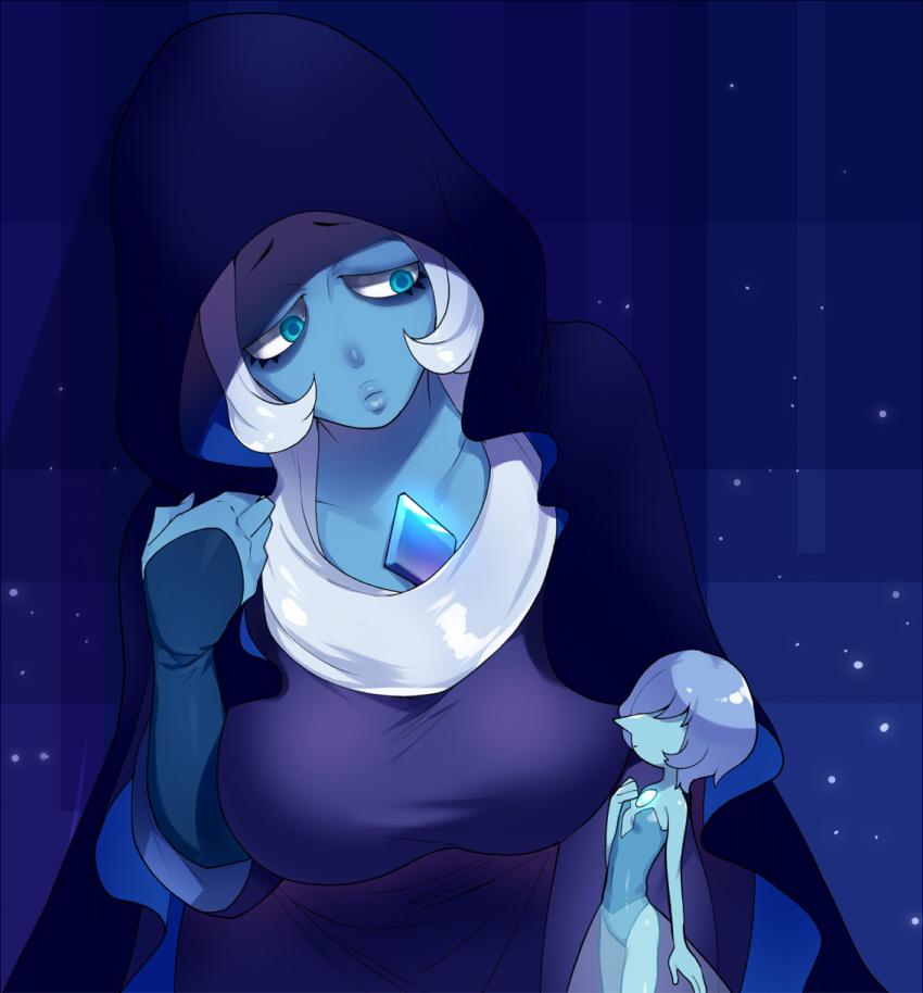 big breasts, blue diamond (steven universe), blue pearl (steven universe), breasts, cartoon network, diamond authority, female, gem (species), mogiki hayami, steven universe, white hair