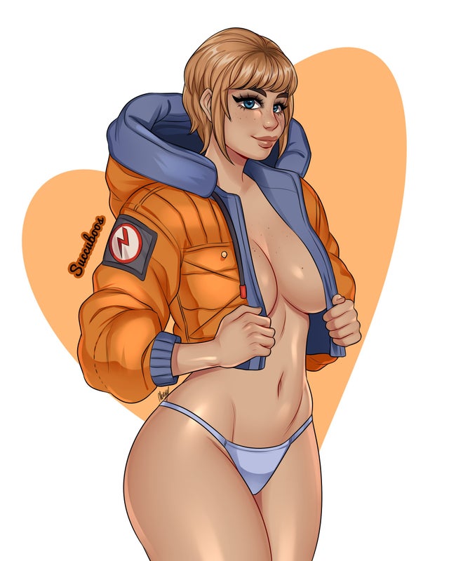 1girls apex_legends blonde_hair blue_eyes breasts cleavage dark_blonde dark_blonde_hair dirty_blonde dirty_blonde_hair female female_only image jacket lichtenberg_figure no_bra panties partially_clothed sandy_blonde sandy_blonde_hair scar smile solo succuboos wattson_(apex_legends)