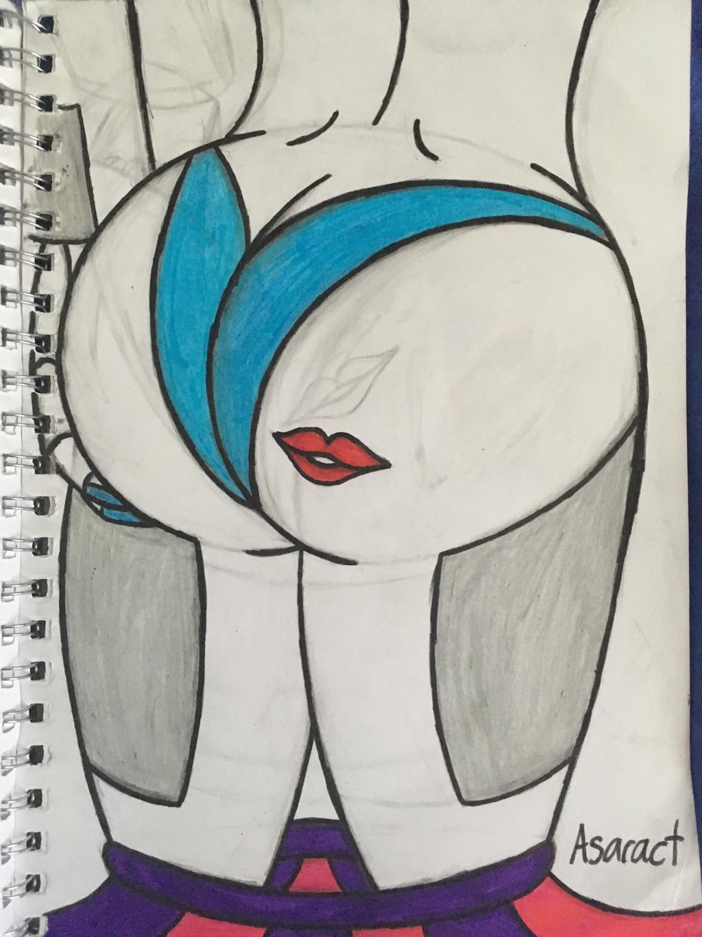 1girls, 2d, 2d (artwork), asaract, asaract (artist), ass, ass crack, ass focus, ballora, ballora (fnafsl), butt crack, female, five nights at freddy's, five nights at freddy's: sister location, fnaf, kiss mark, scottgames, sister location, skirt down, solo