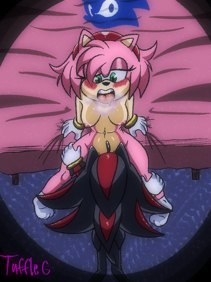 1boy amy_rose anthro bedroom blush cunnilingus eating_pussy female filter male shadow_the_hedgehog sonic_(series) tuffleg viewed_from_behind