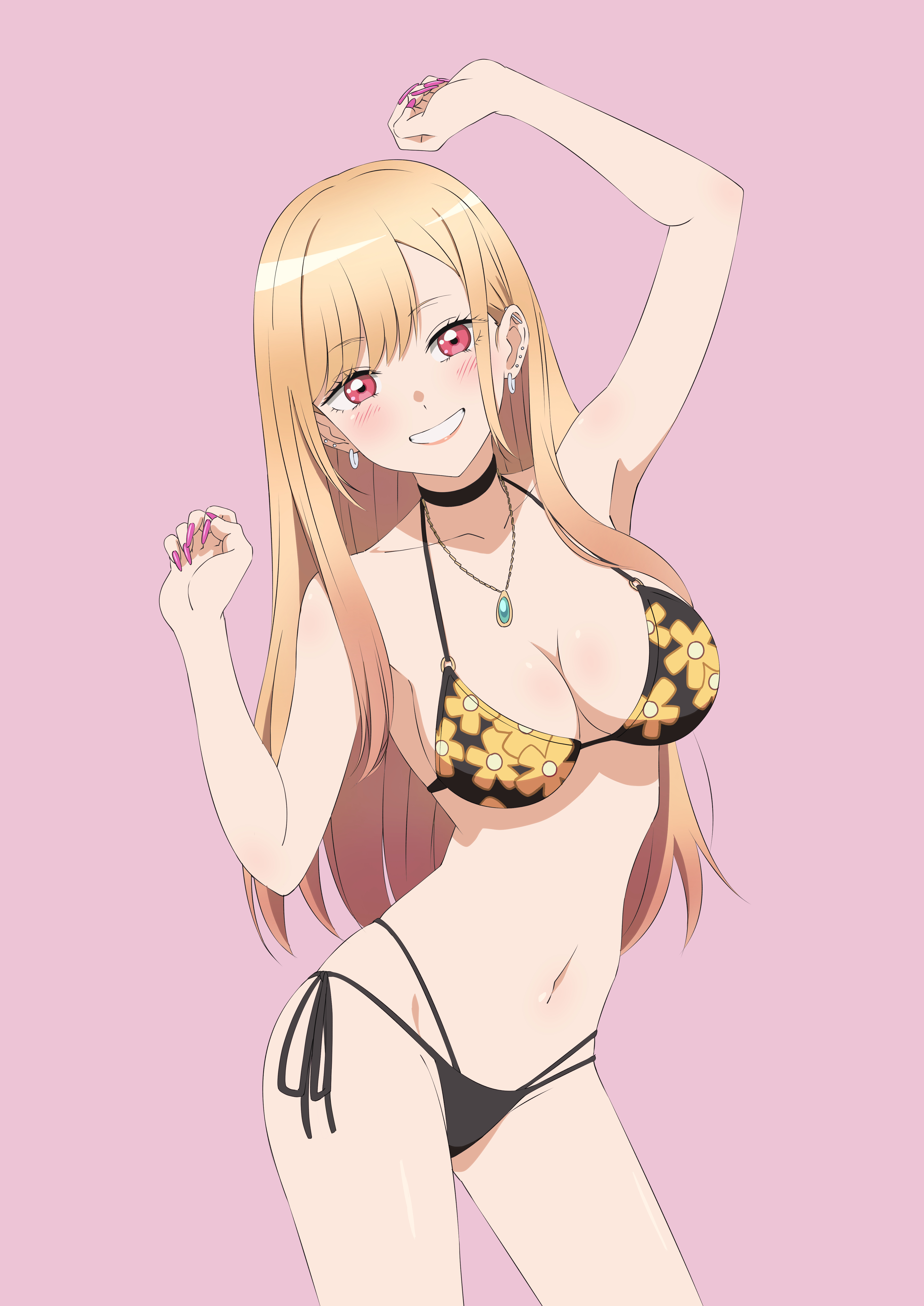 1girls, alternate costume, bikini, blonde hair, breasts, choker, dougaman, female, female only, gyaru, kitagawa marin, long fingernails, official alternate costume, solo, sono bisque doll wa koi wo suru, tagme