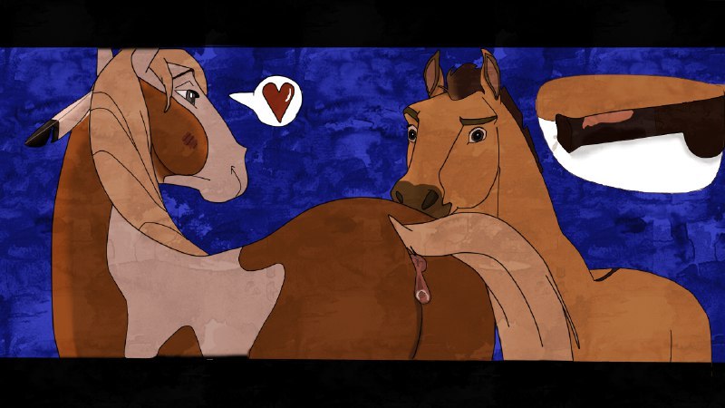 16:9 animal_genitalia animal_penis anonymous_artist dreamworks edit equid equine equine_genitalia equine_penis feral genitals horse mammal penis rain_(cimarron) spirit:_stallion_of_the_cimarron spirit_(character) unknown_artist widescreen