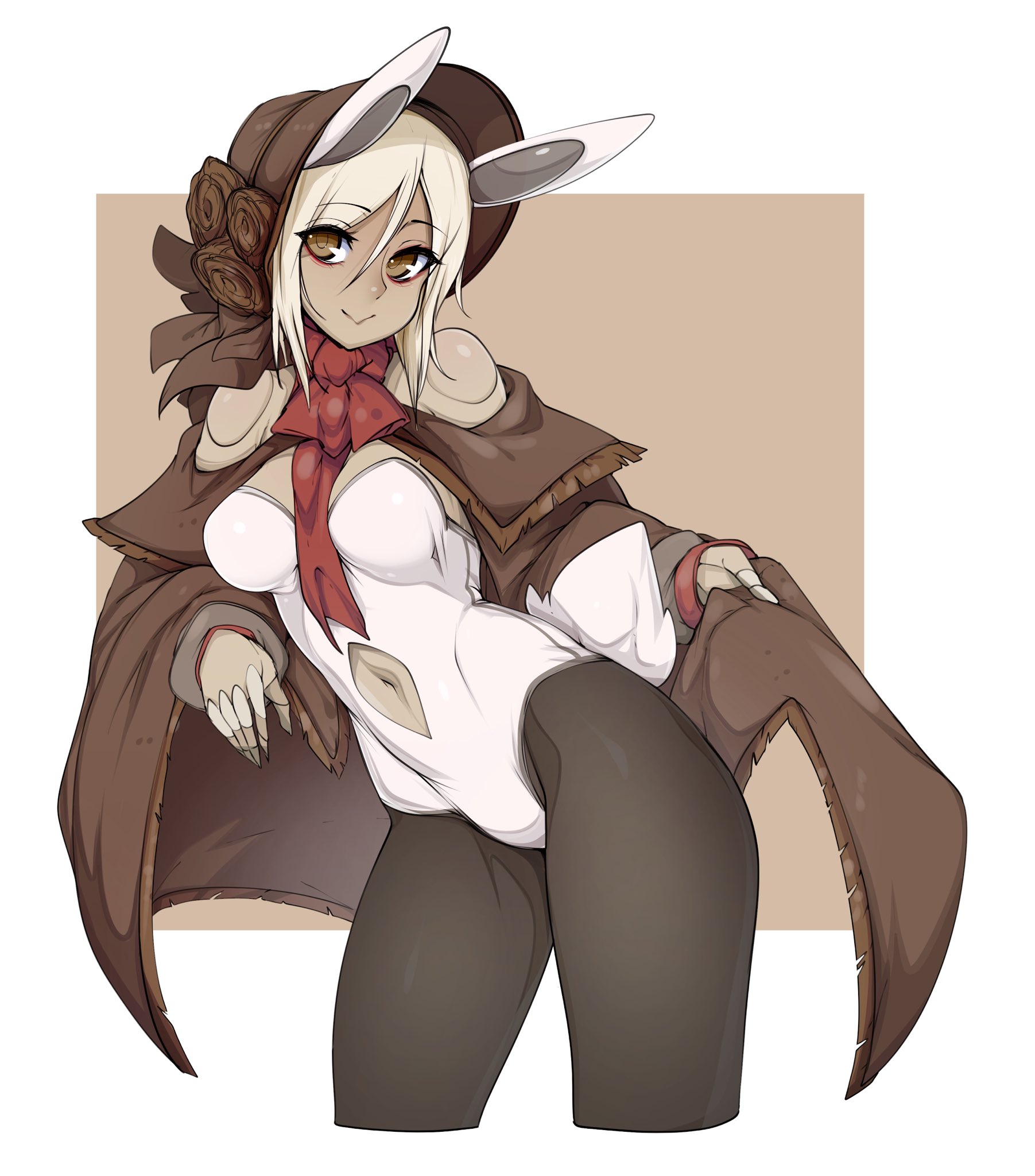 1girls, 2d, alternate costume, bloodborne, bonnet, breasts, bunny ears, bunny girl, bunnysuit, cute, doll, doll joints, female, female only, fromsoftware, looking at viewer, plain doll, shawl, slugbox, solo, solo female