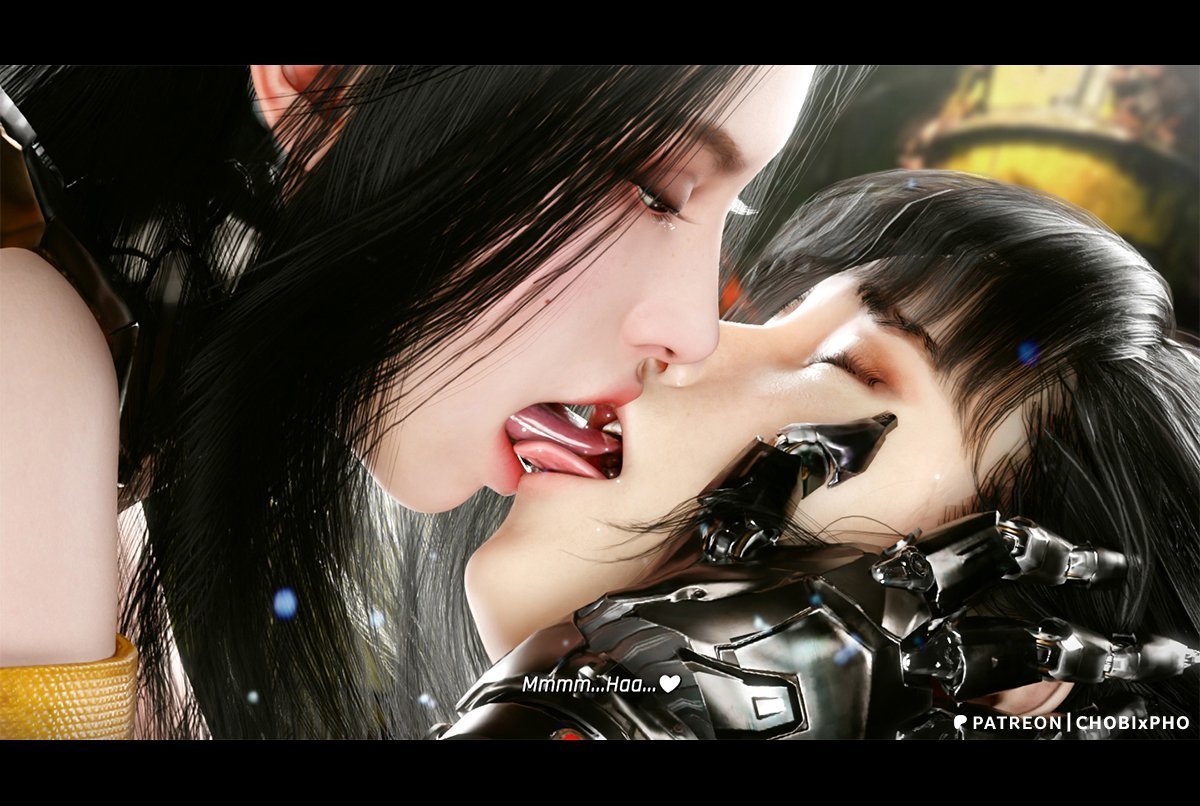 1futa, 1girls, 3d, 3d (artwork), chobixpho, eve (stellar blade), futa on female, futanari, human, kissing, lesbian kiss, light-skinned female, stellar blade, tachy (stellar blade), tagme, tongue kiss
