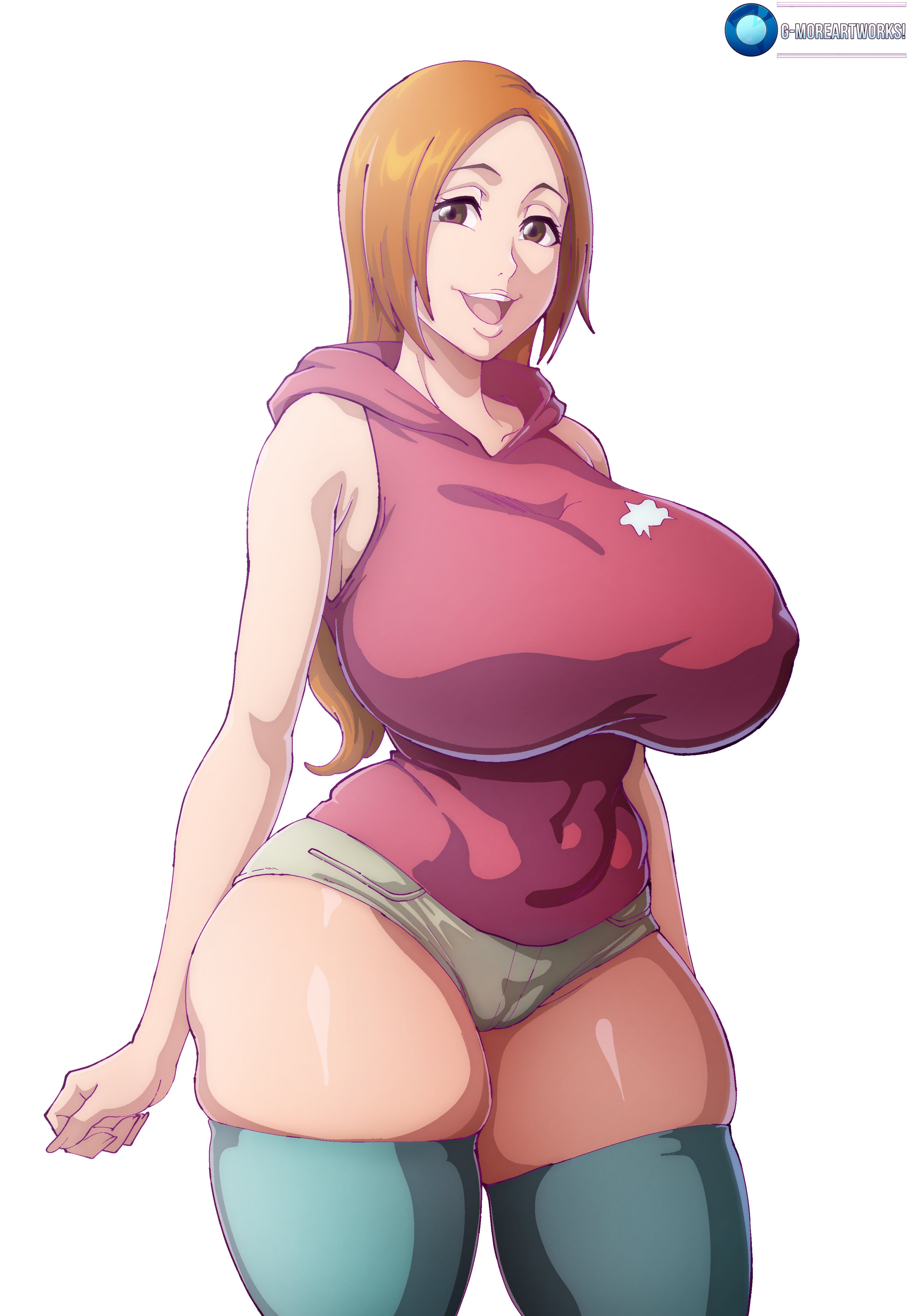 1girls, bleach, bleach: the thousand-year blood war, gmoreartworks, huge breasts, inoue orihime, thick thighs
